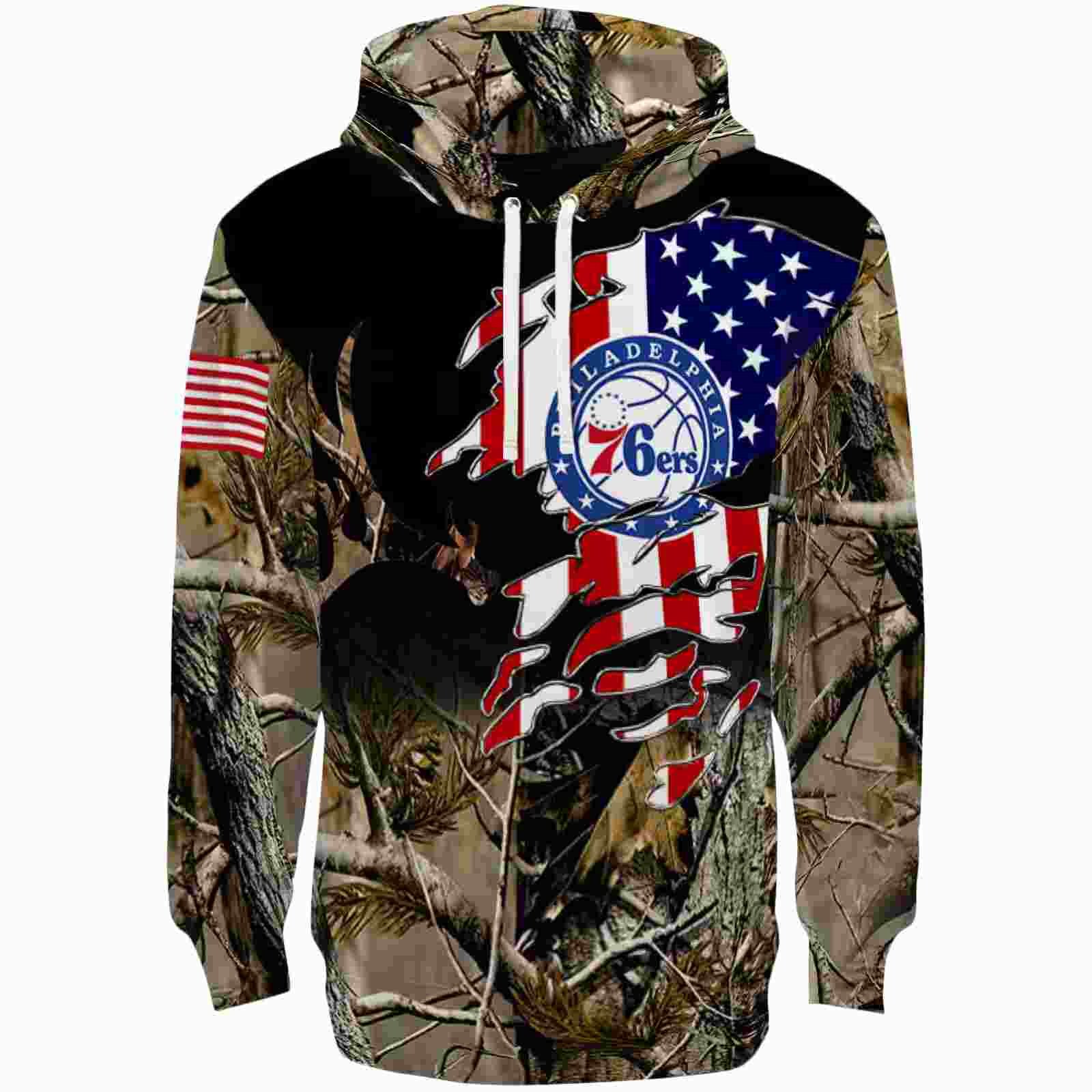 Personalized Philadelphia 76ers Tree Camo Hoodie