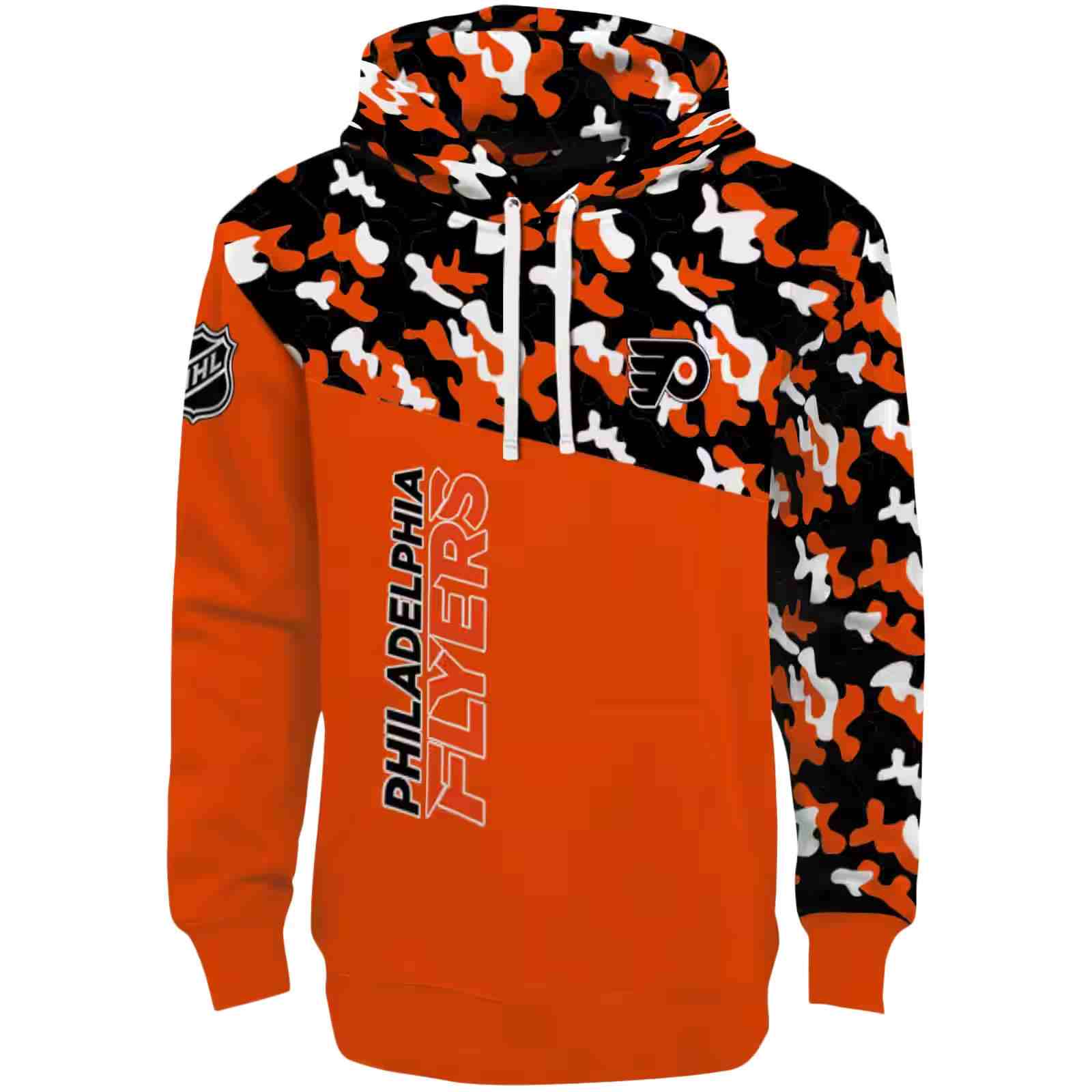 Personalized Philadelphia Flyers Camo Pattern Orange Hoodie