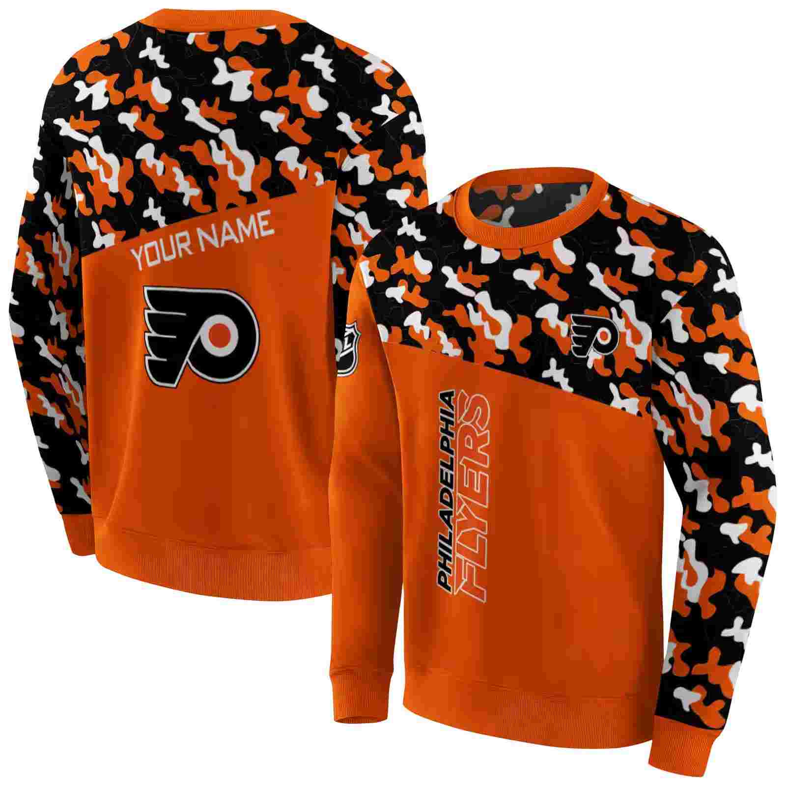 personalized philadelphia flyers camo pattern orange hoodie premium grade