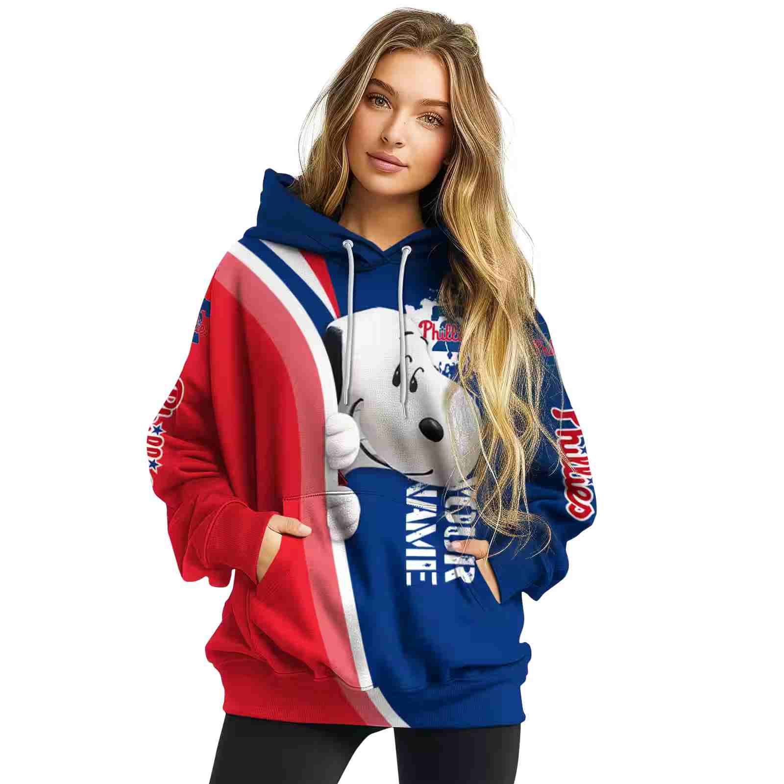 personalized philadelphia phillies peeking snoopy blue hoodie high quality