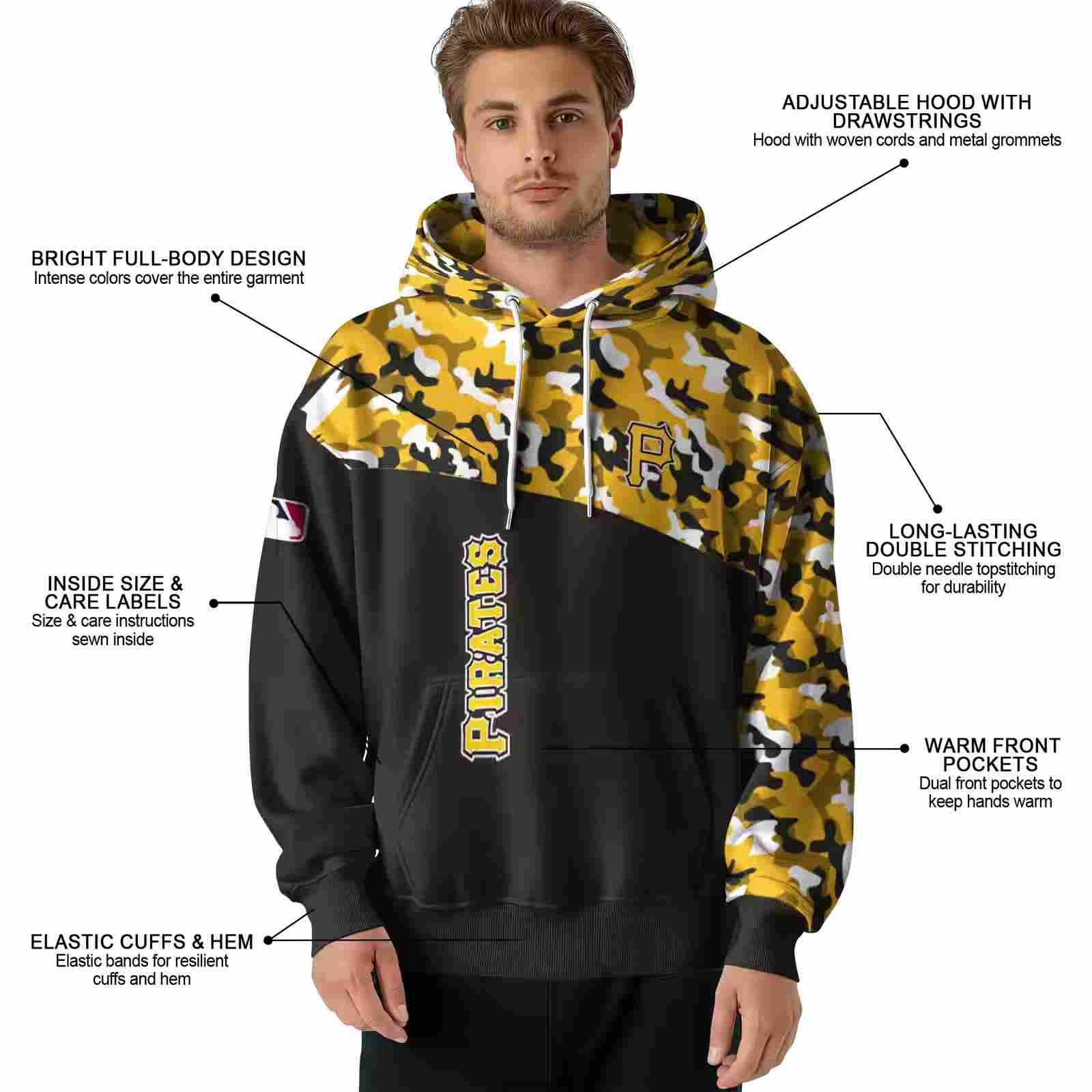 personalized pittsburgh pirates camo pattern black hoodie latest model