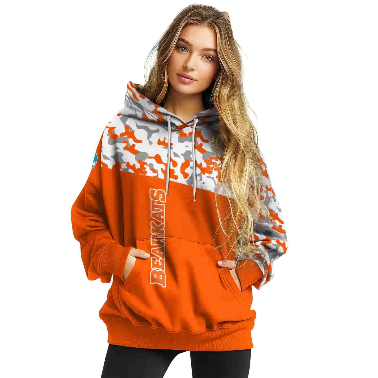 personalized sam houston bearkats camo pattern orange hoodie high quality