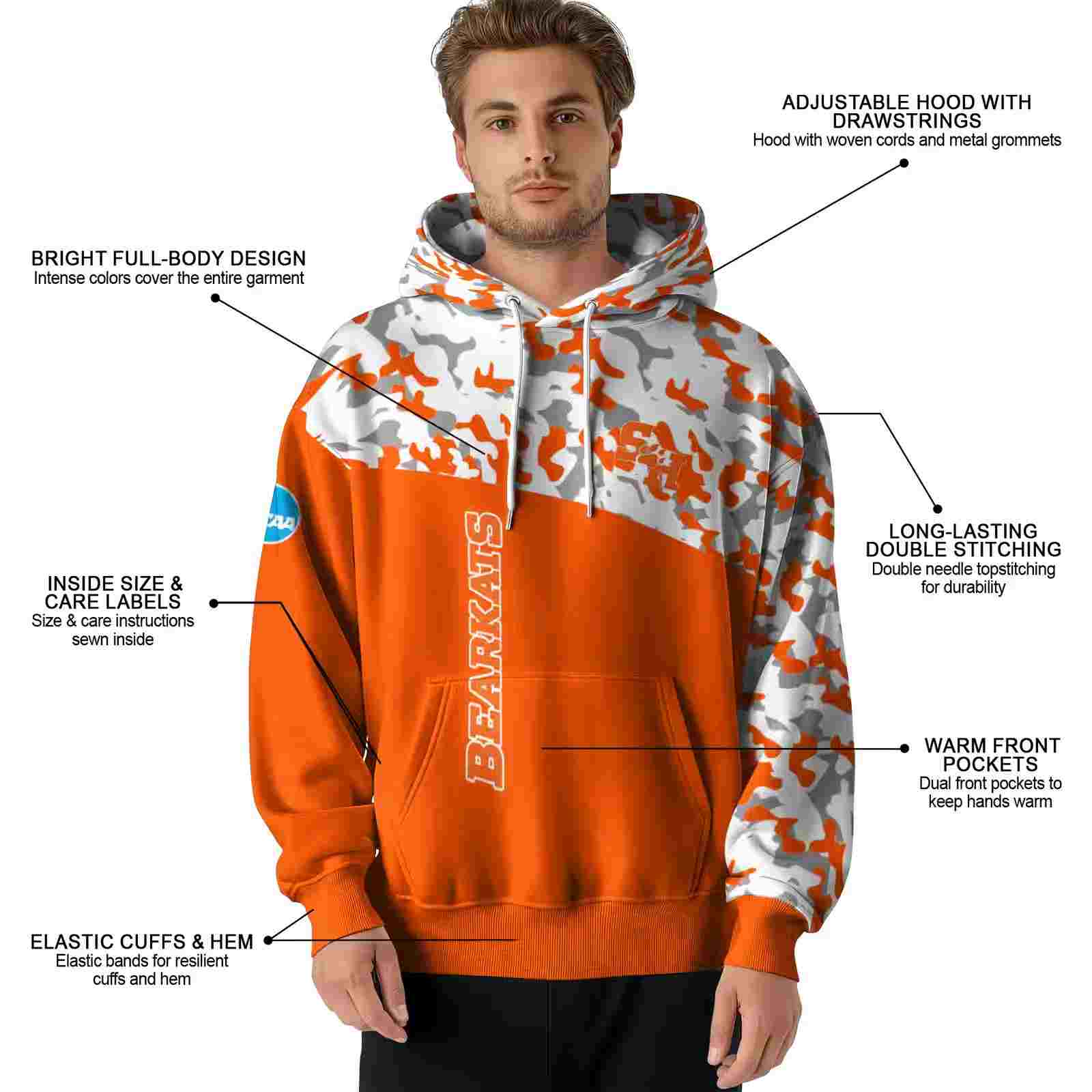 personalized sam houston bearkats camo pattern orange hoodie latest model