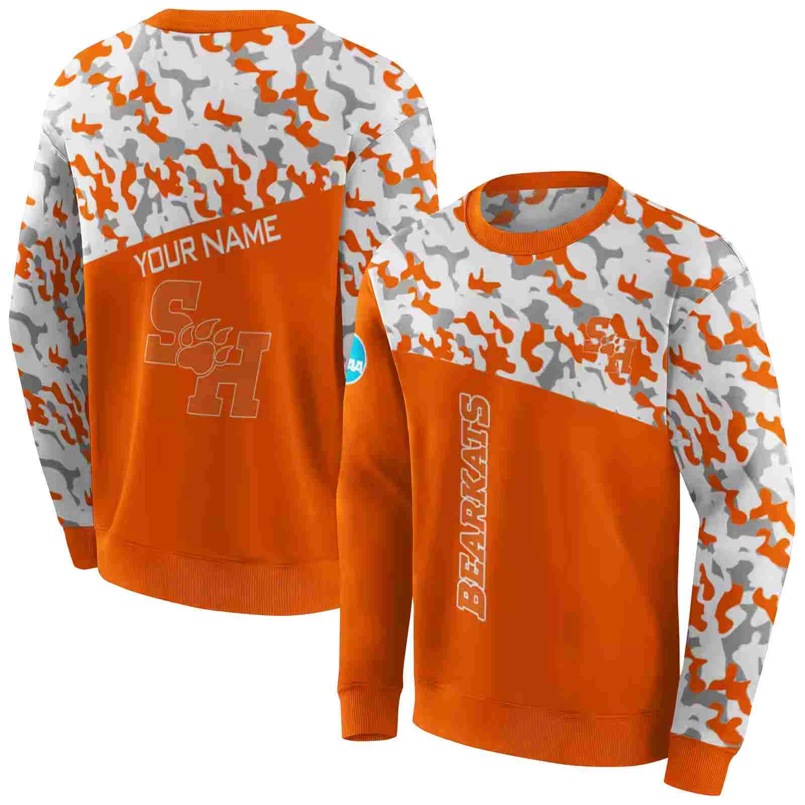 personalized sam houston bearkats camo pattern orange hoodie premium grade