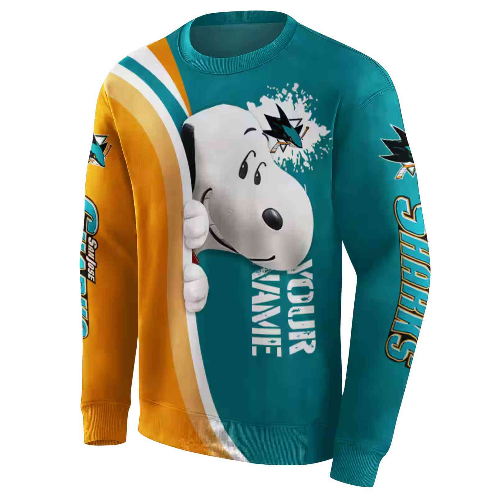 personalized san jose sharks peeking snoopy teal hoodie new arrival