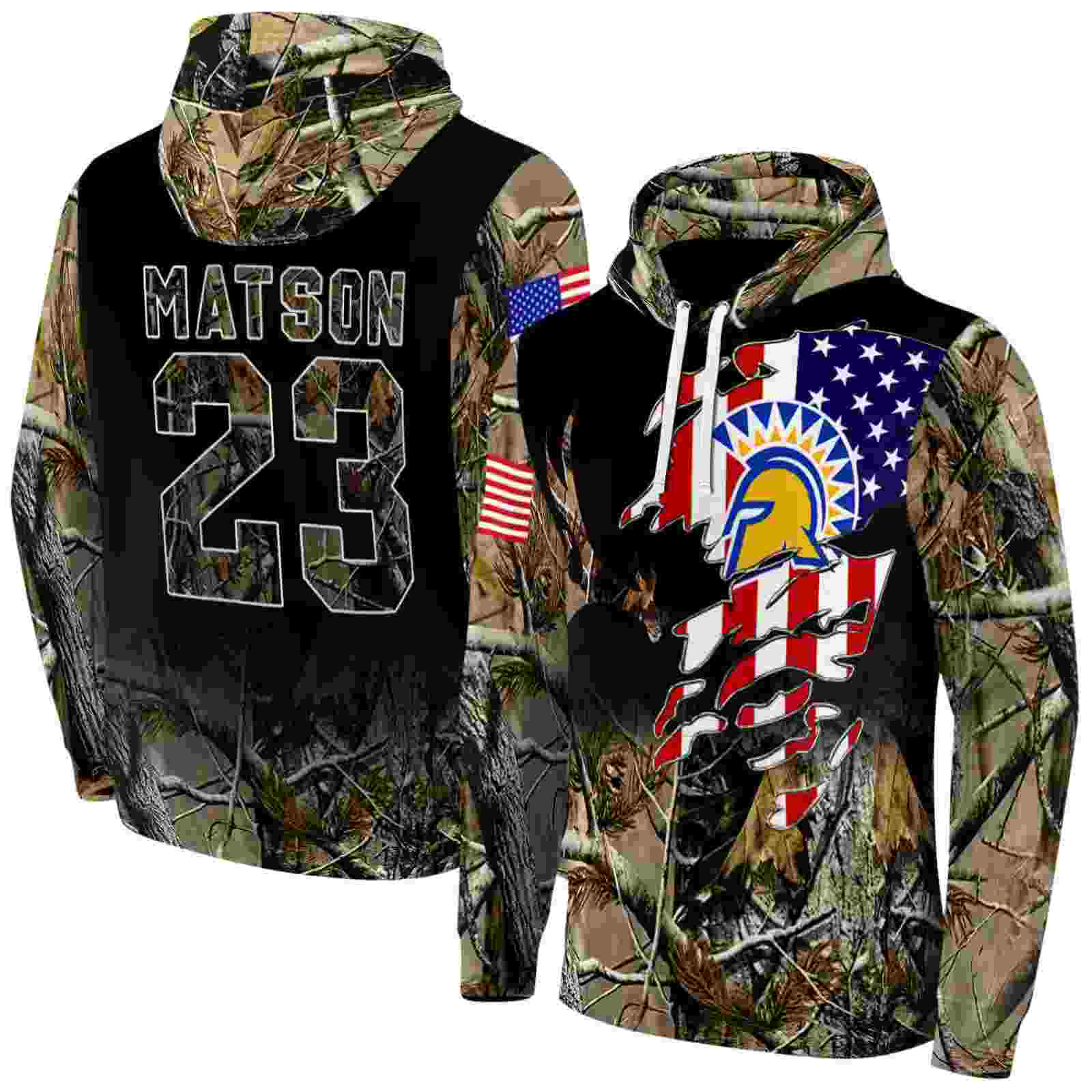 personalized san jose state spartans tree camo hoodie fashion forward