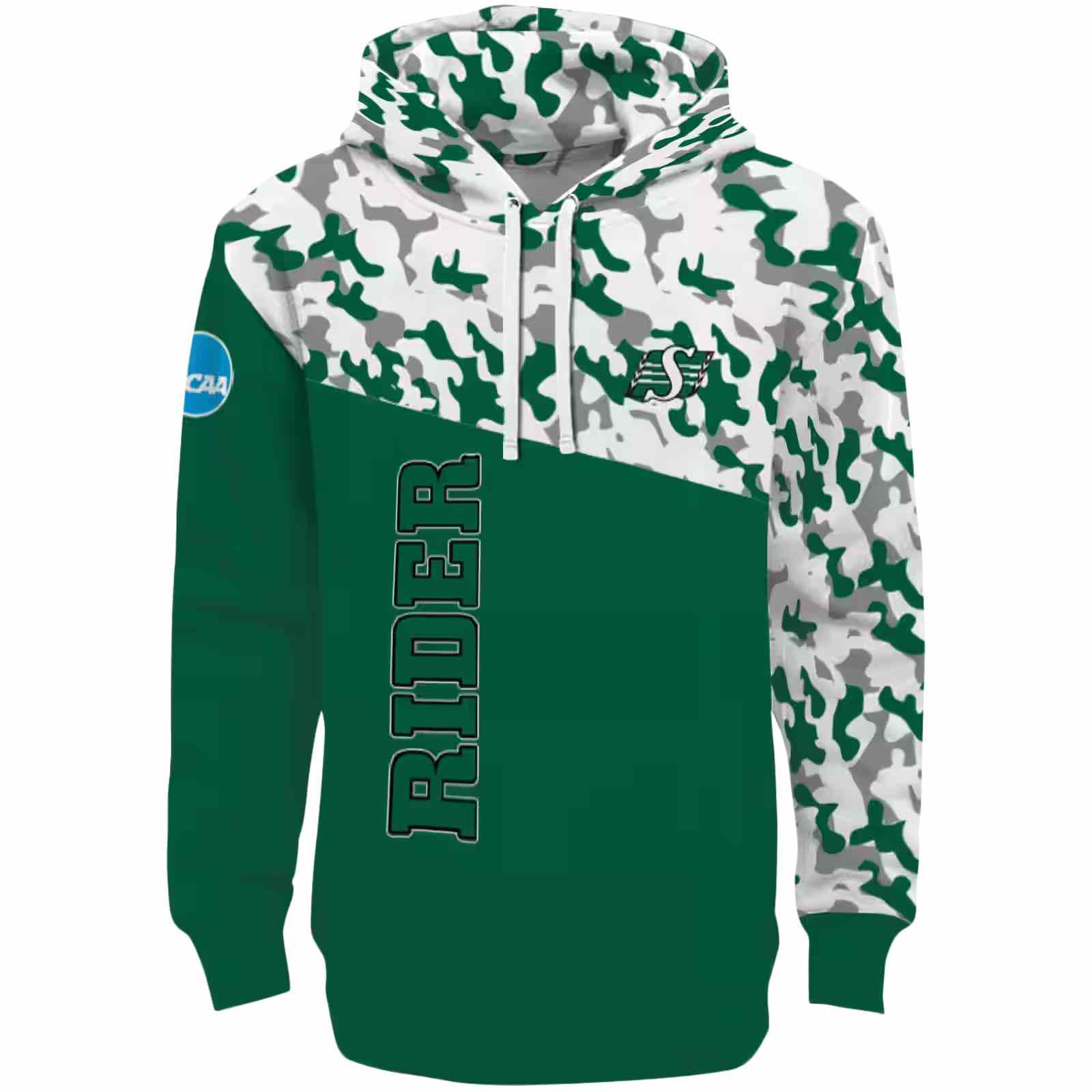 Personalized Saskatchewan Roughriders Camo Pattern Green Hoodie