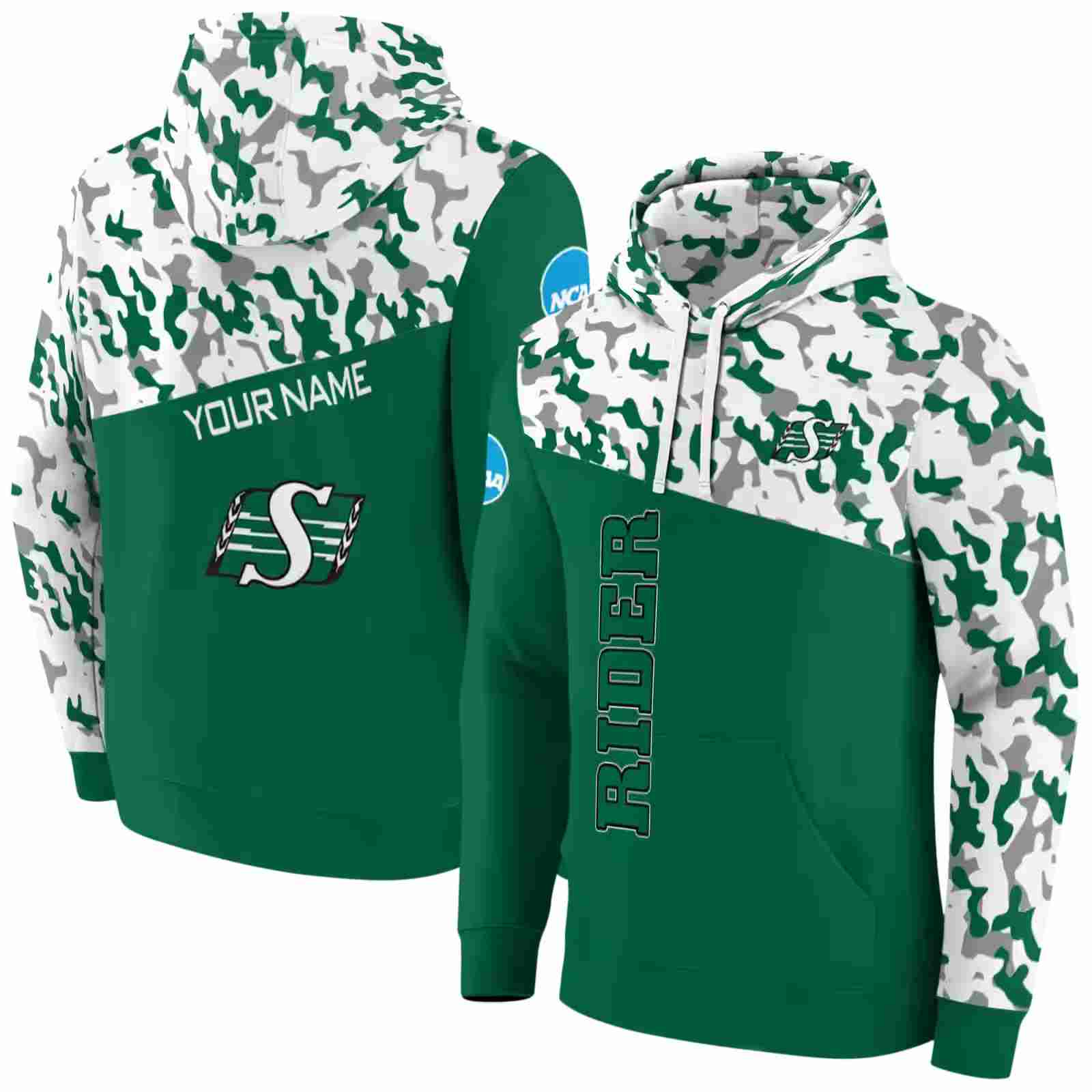 personalized saskatchewan roughriders camo pattern green hoodie fashion forward