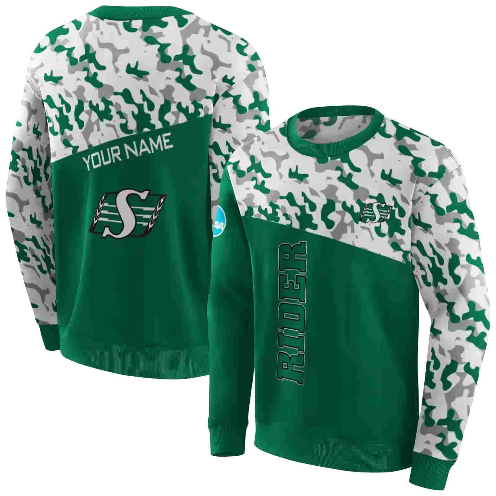 personalized saskatchewan roughriders camo pattern green hoodie premium grade