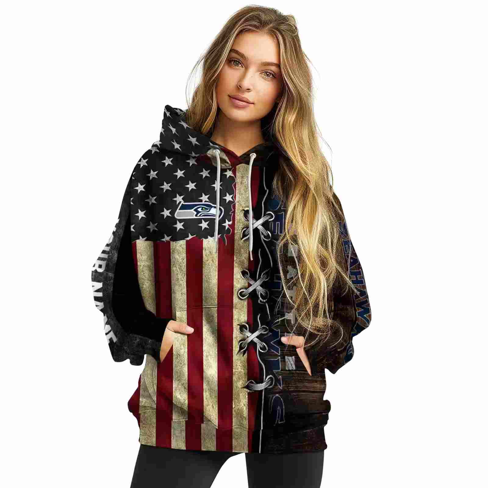 personalized seattle seahawks american pride hoodie high quality