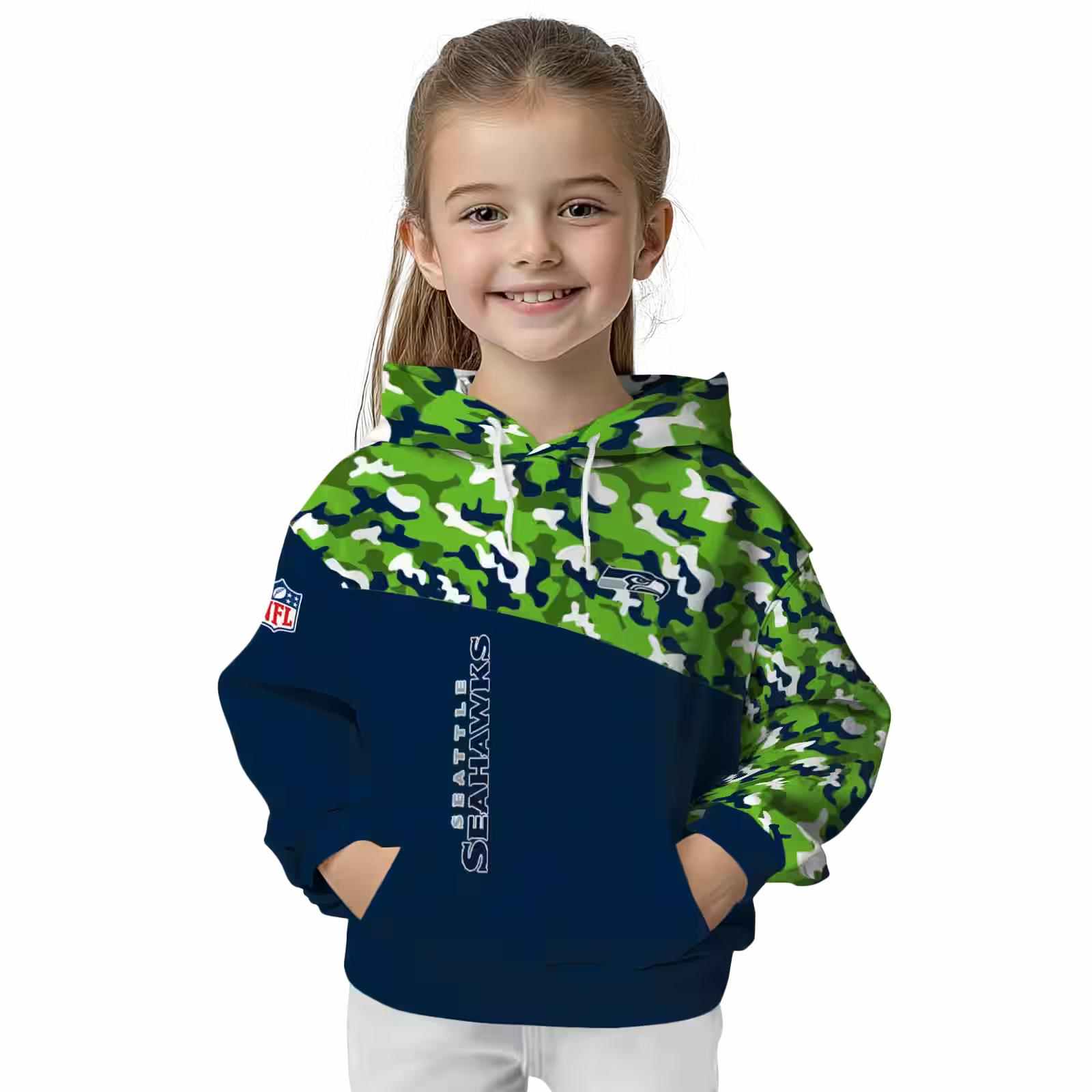 personalized seattle seahawks camo pattern blue hoodie top rated