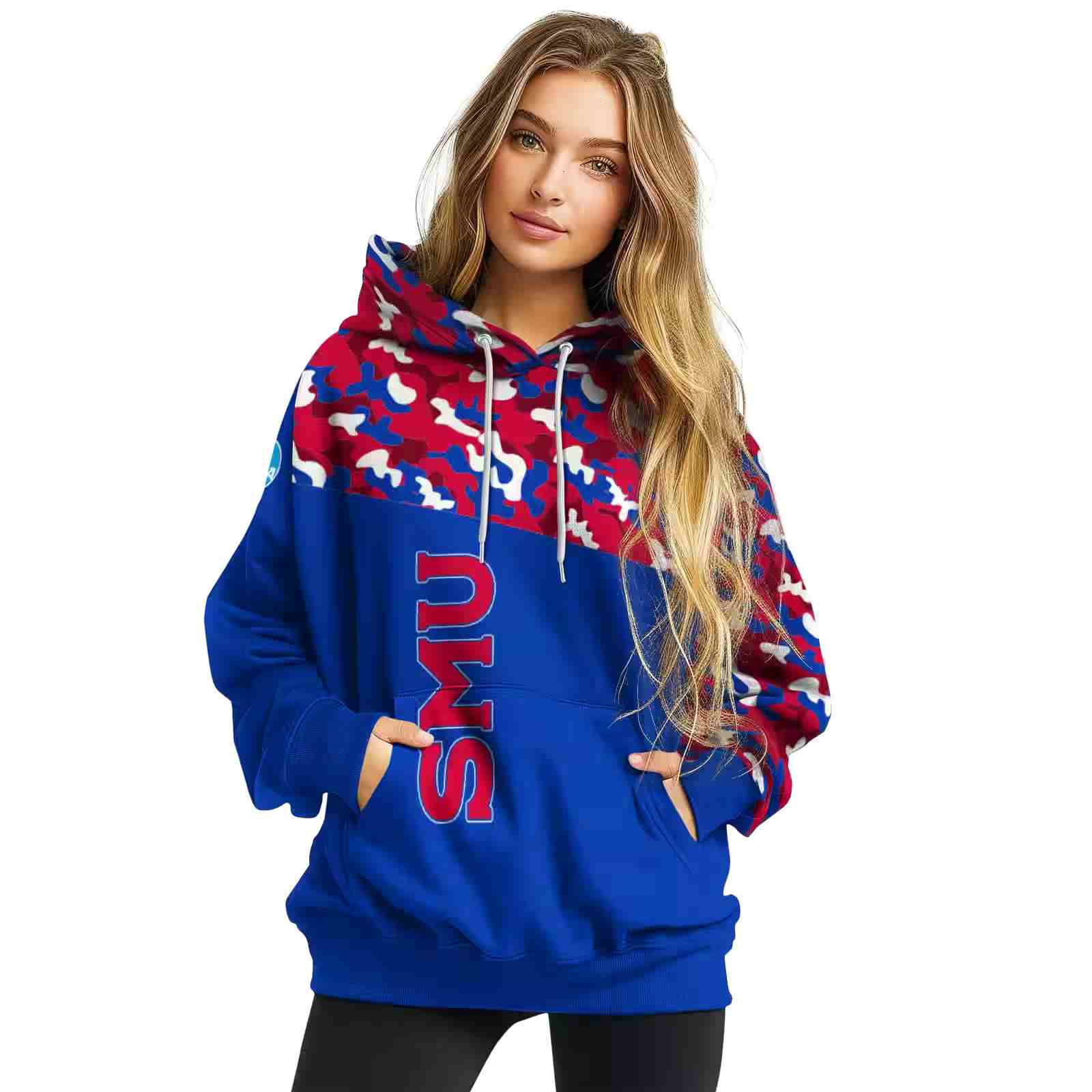 personalized smu mustangs camo pattern blue hoodie high quality