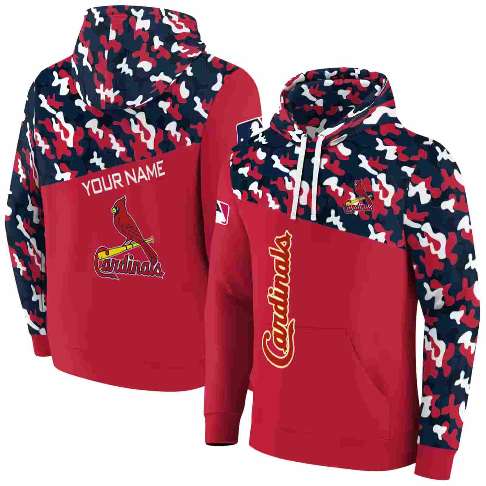 personalized st louis cardinals camo pattern red hoodie fashion forward