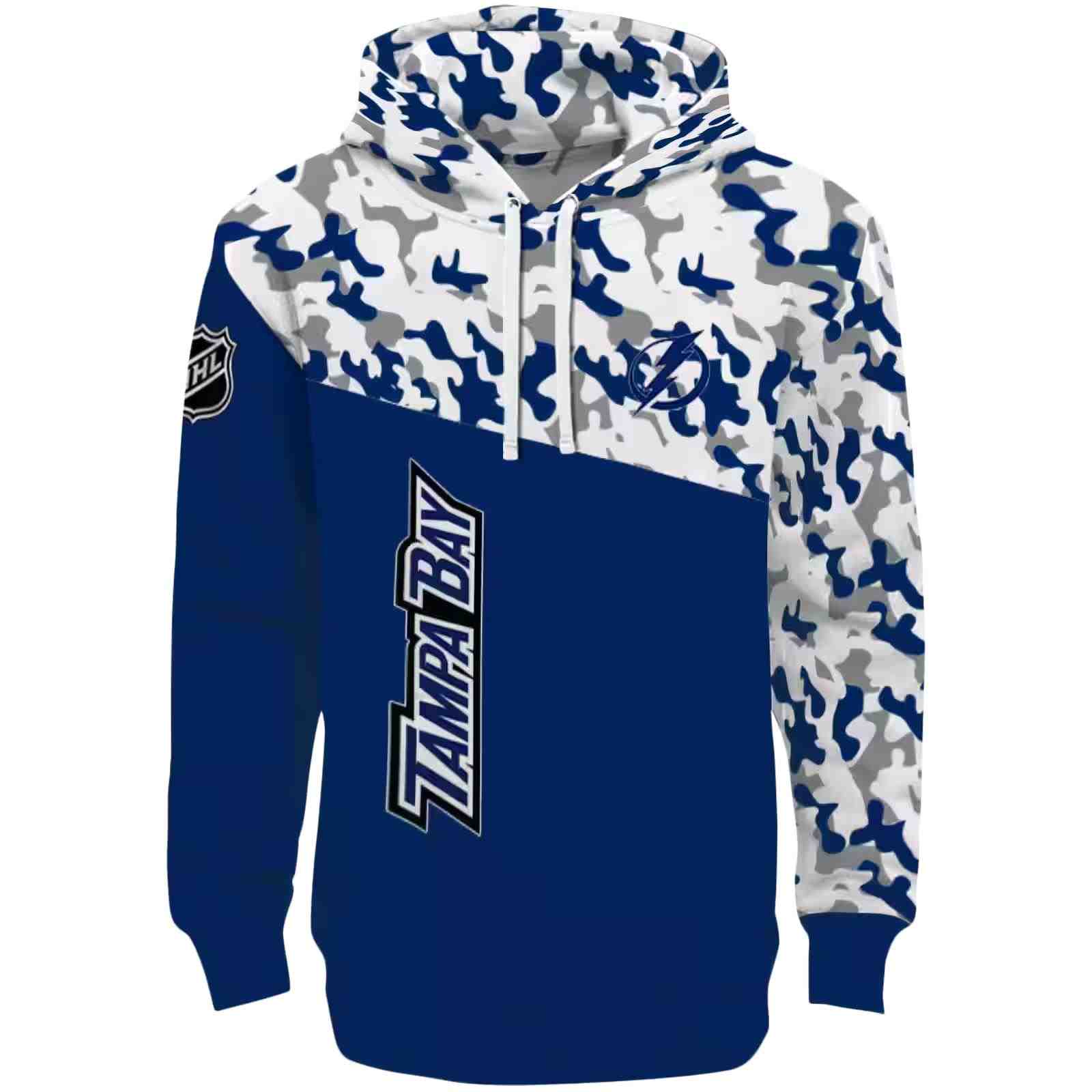 Personalized Tampa Bay Lightning Camo Pattern Blue Hoodie