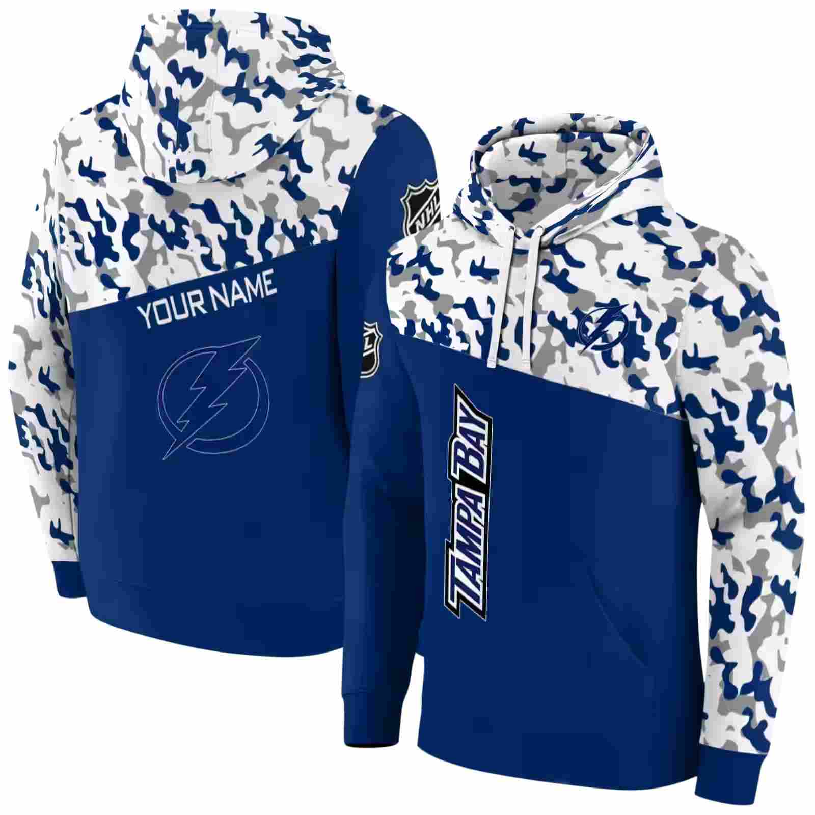 personalized tampa bay lightning camo pattern blue hoodie fashion forward