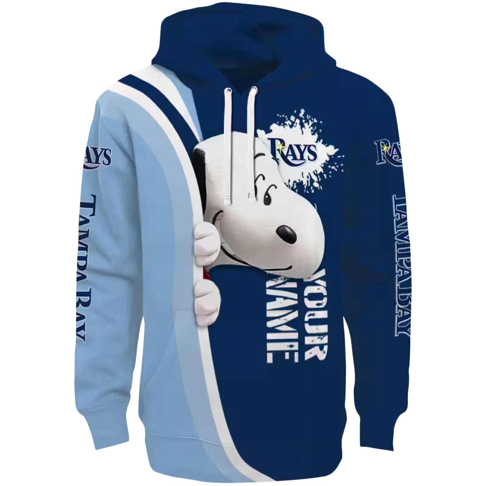 Personalized Tampa Bay Rays Peeking Snoopy Navy Hoodie