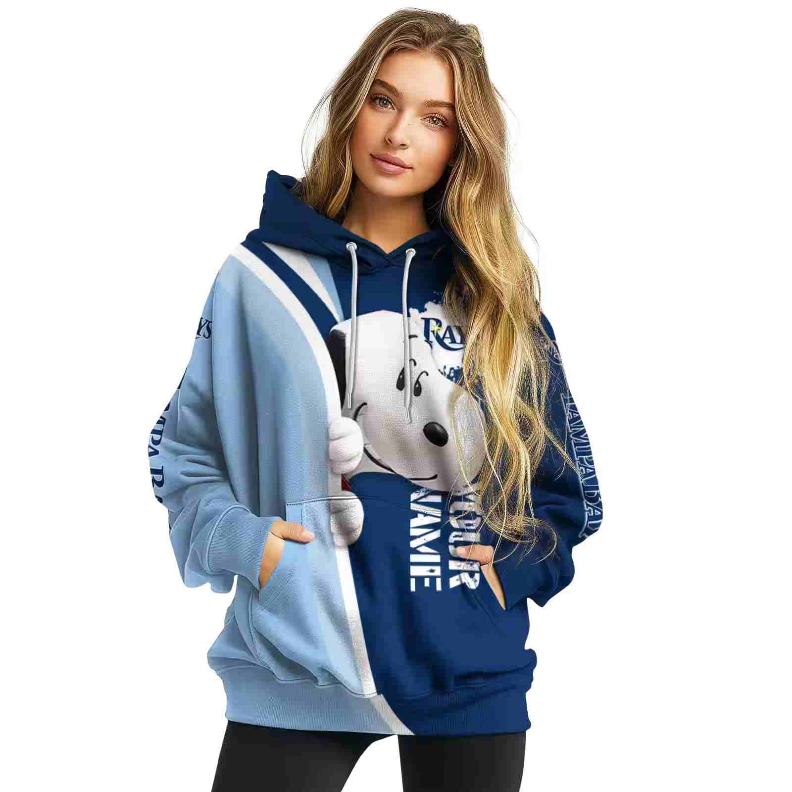 personalized tampa bay rays peeking snoopy navy hoodie high quality