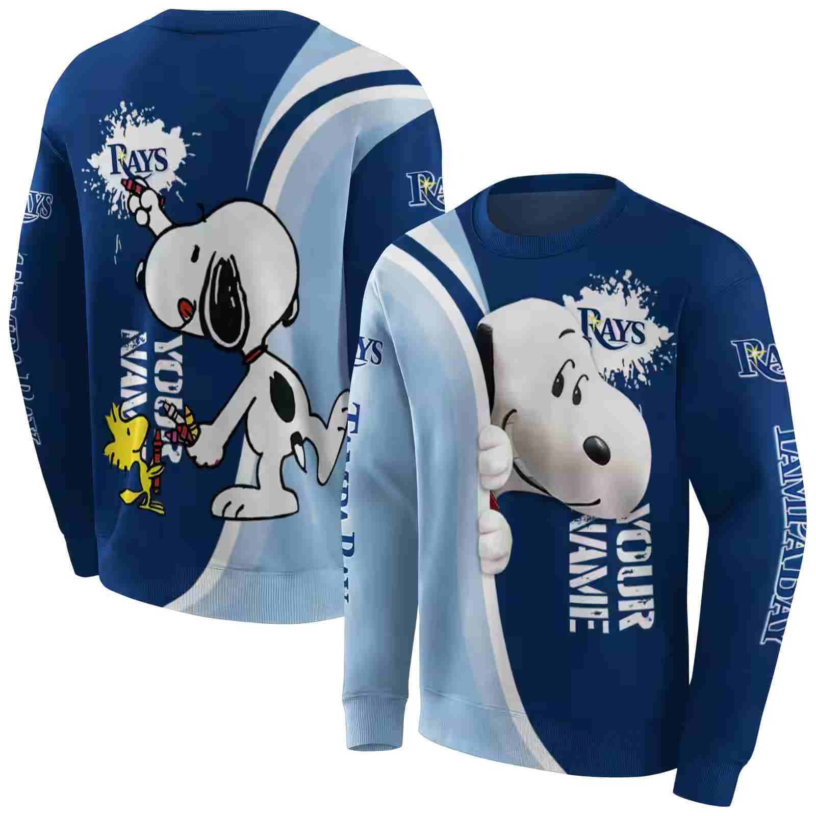 personalized tampa bay rays peeking snoopy navy hoodie premium grade