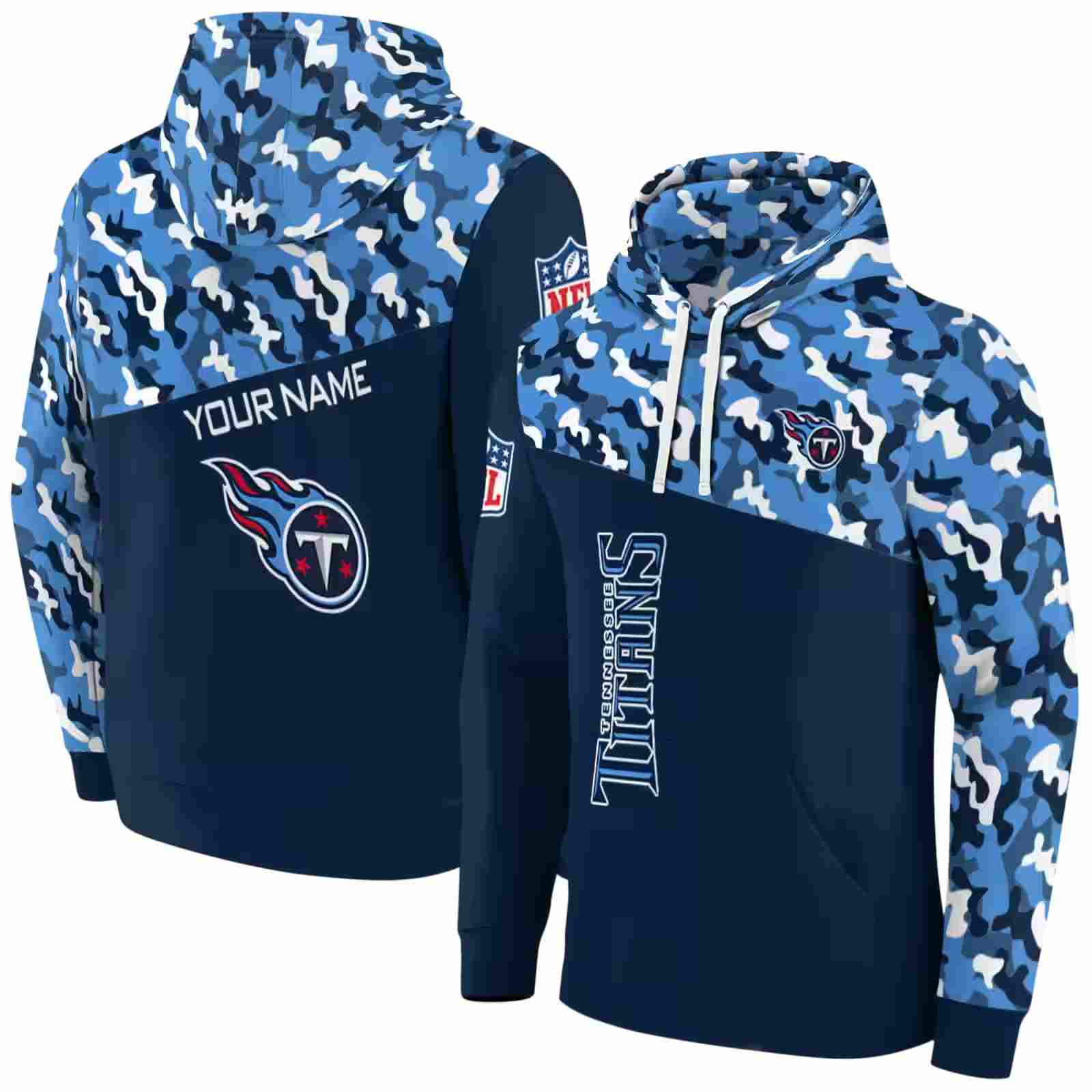 personalized tennessee titans camo pattern navy hoodie fashion forward