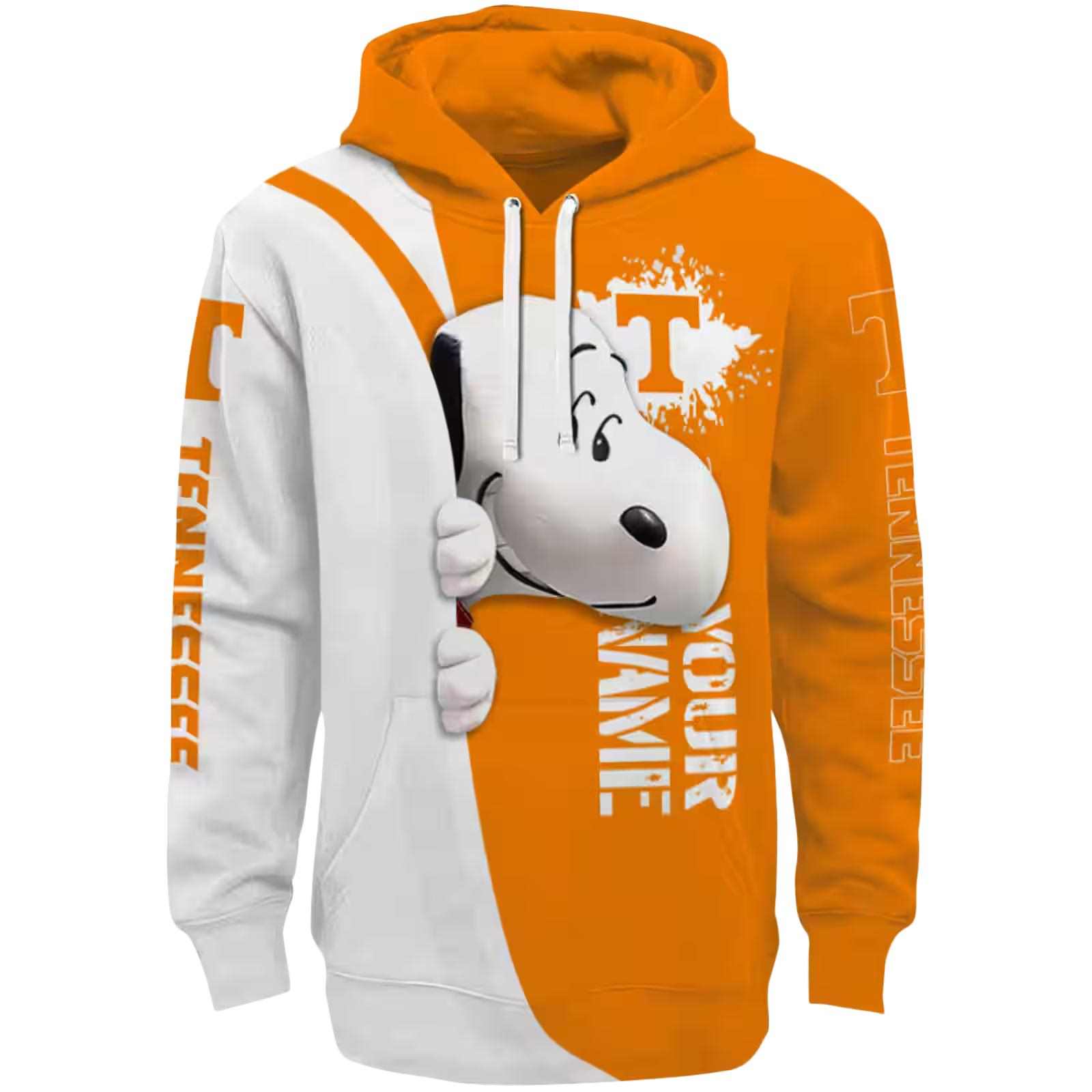 Personalized Tennessee Volunteers Peeking Snoopy Orange Hoodie