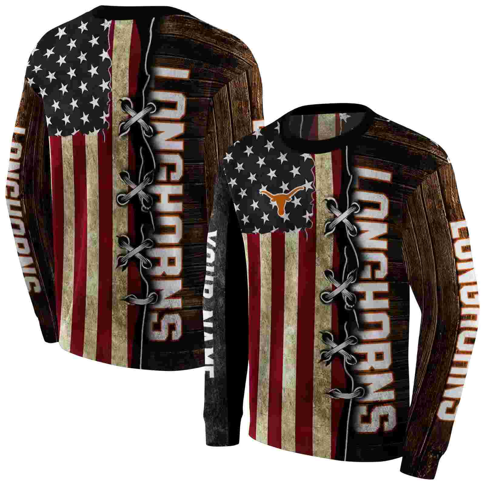 personalized texas longhorns american pride hoodie premium grade