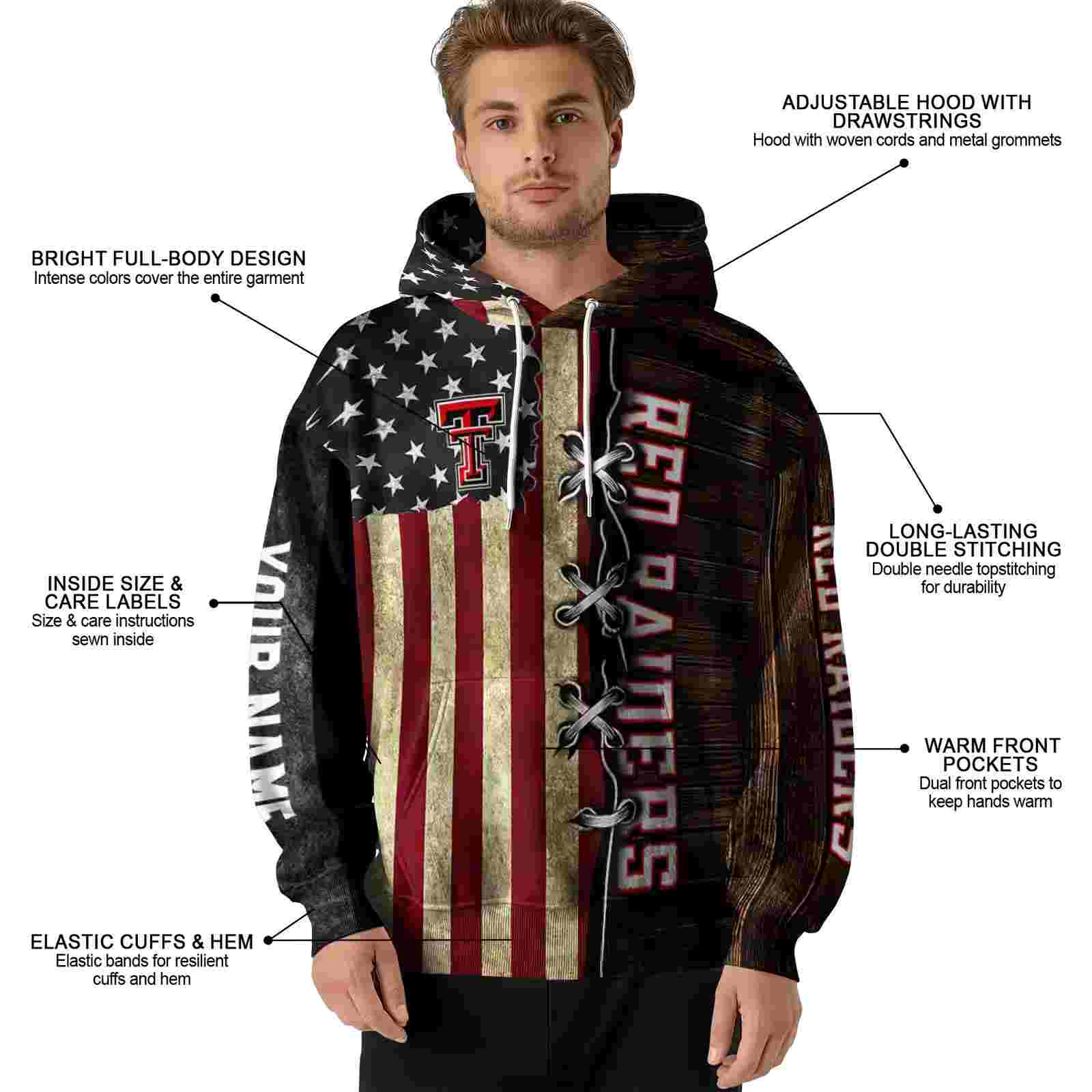personalized texas tech red raiders american pride hoodie latest model