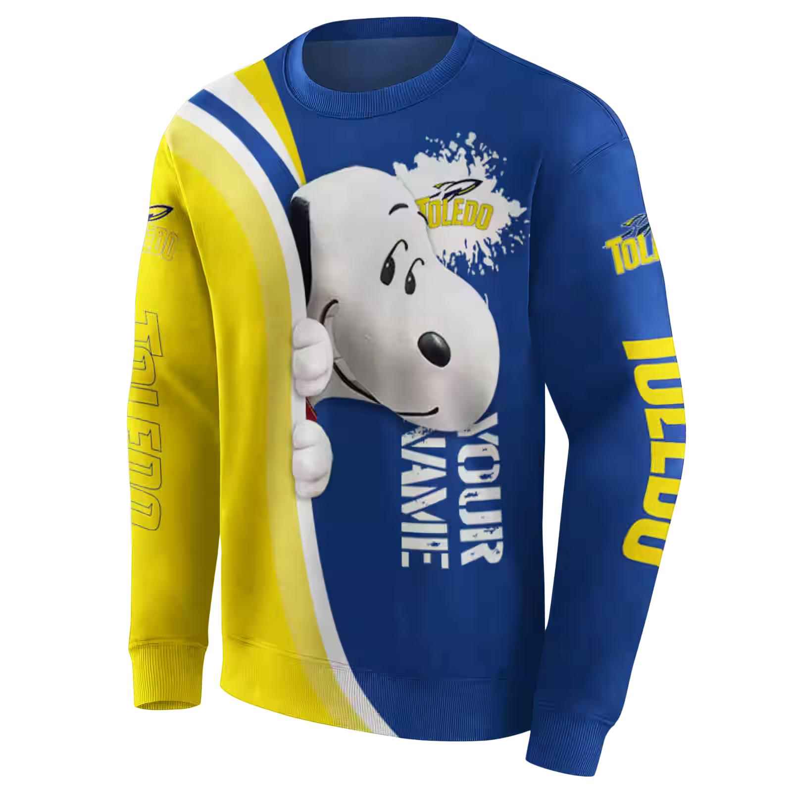 personalized toledo rockets peeking snoopy blue hoodie new arrival