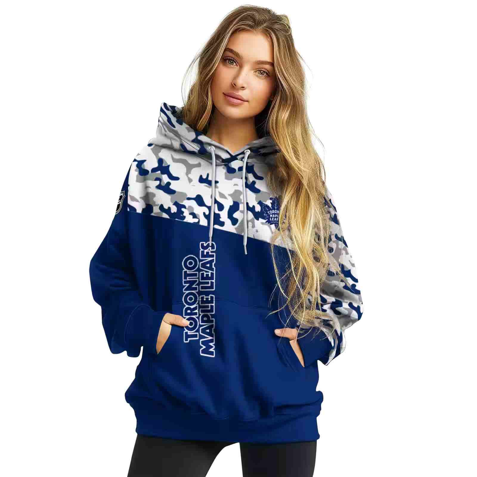 personalized toronto maple leafs camo pattern blue hoodie high quality