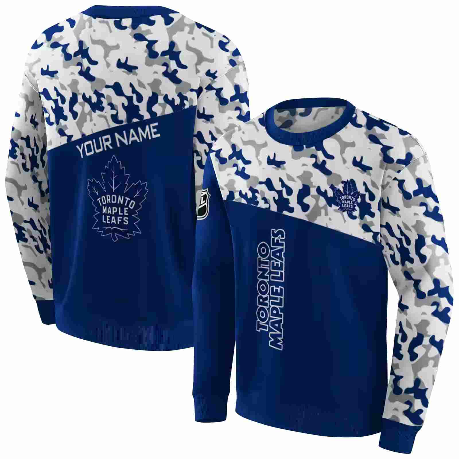 personalized toronto maple leafs camo pattern blue hoodie premium grade