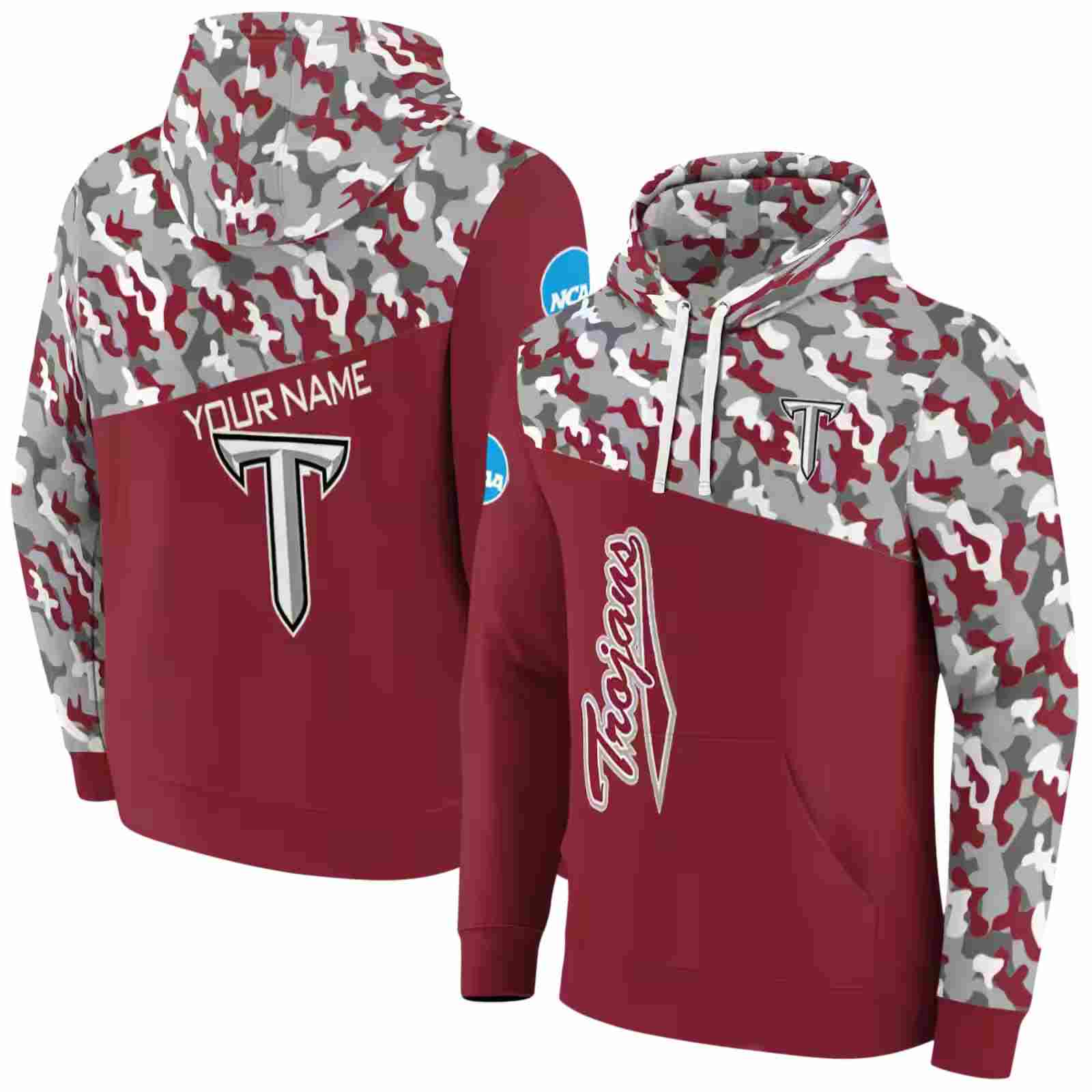 personalized troy trojans camo pattern red hoodie fashion forward