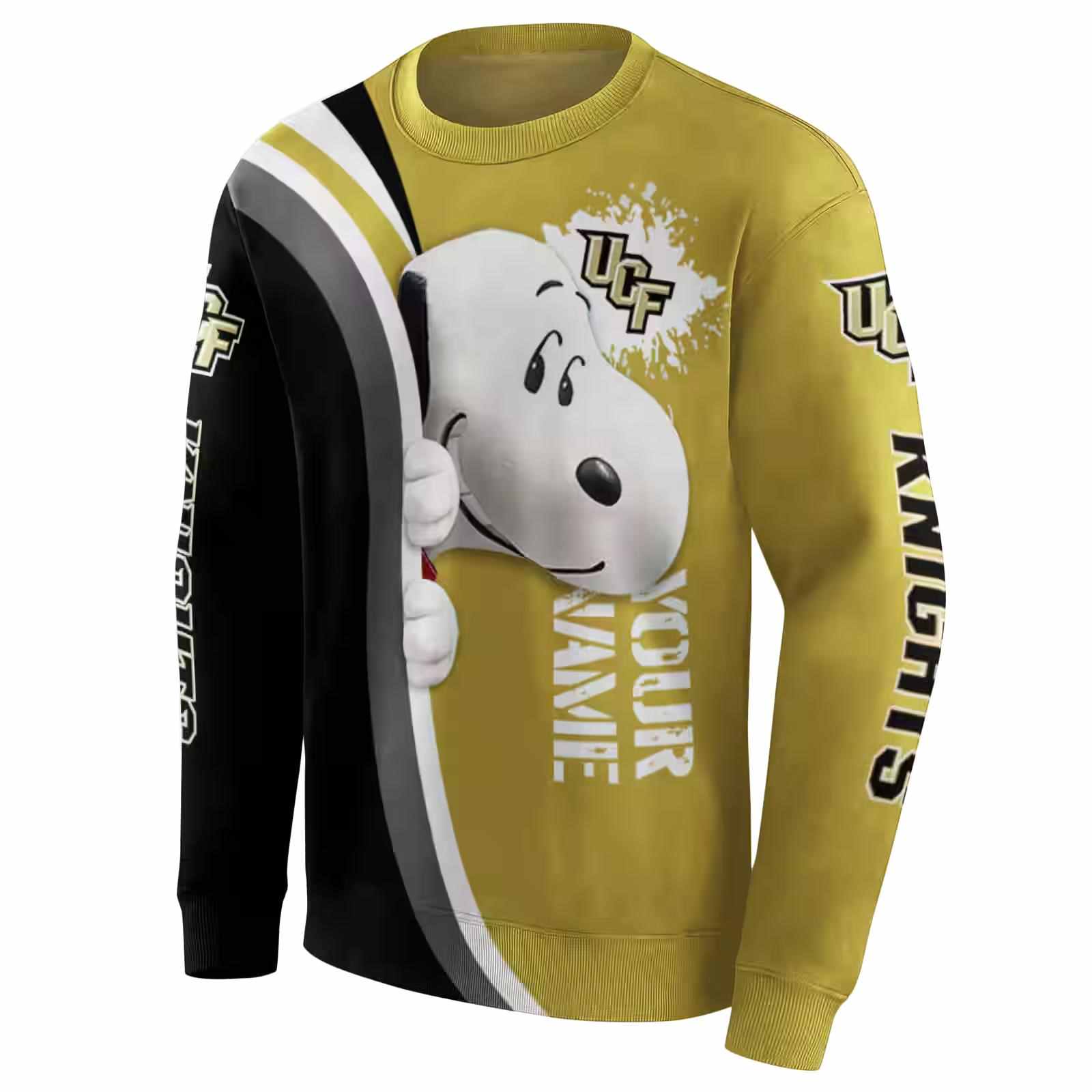 personalized ucf knights peeking snoopy gold hoodie new arrival