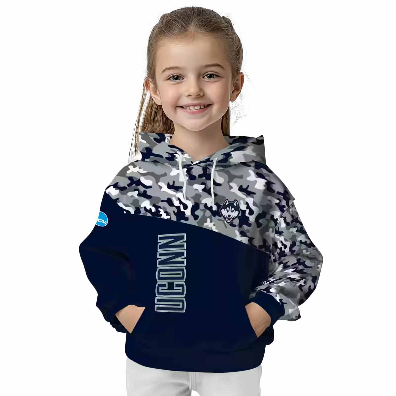 personalized uconn huskies camo pattern blue hoodie top rated