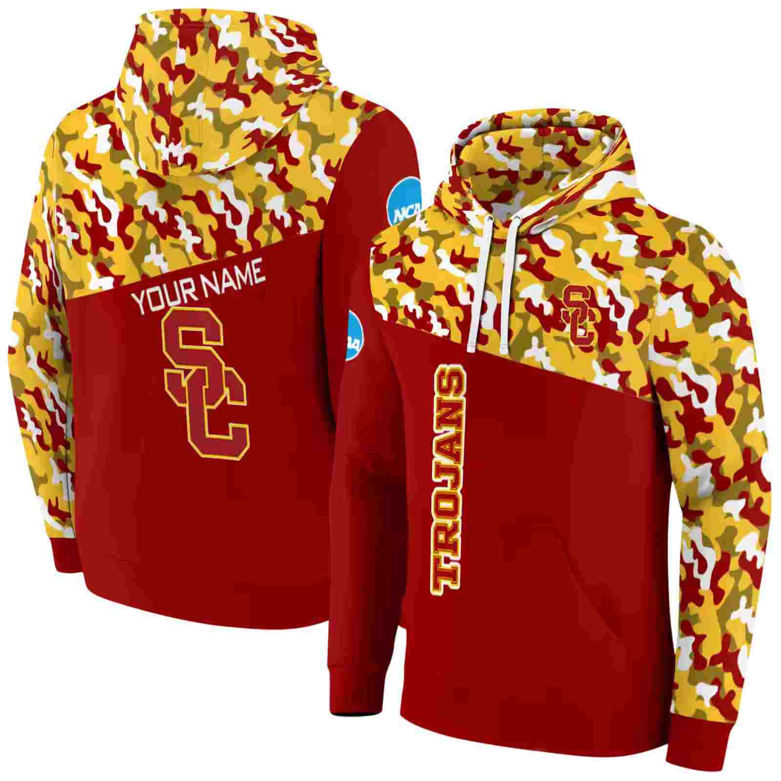 personalized usc trojans camo pattern red hoodie fashion forward