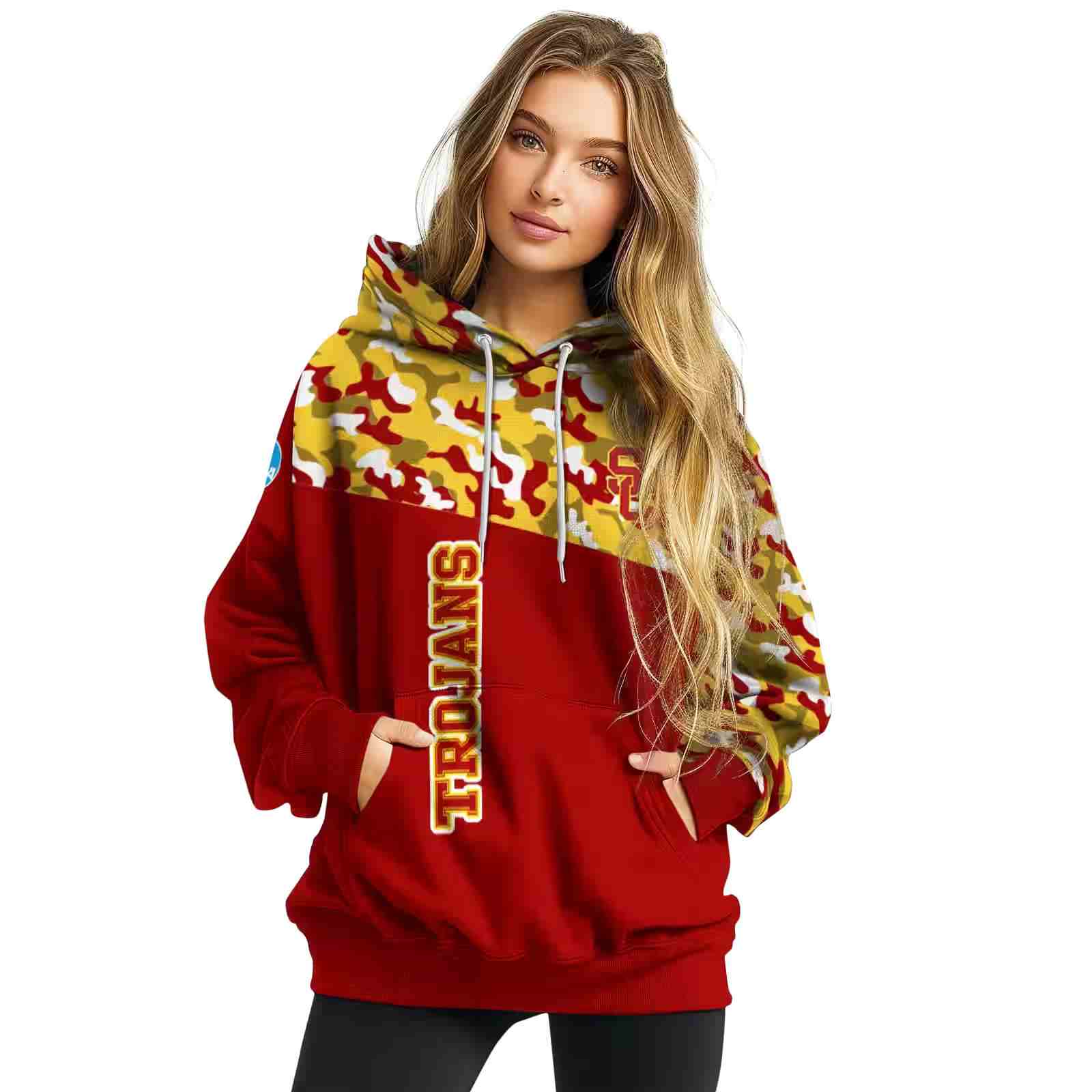 personalized usc trojans camo pattern red hoodie high quality