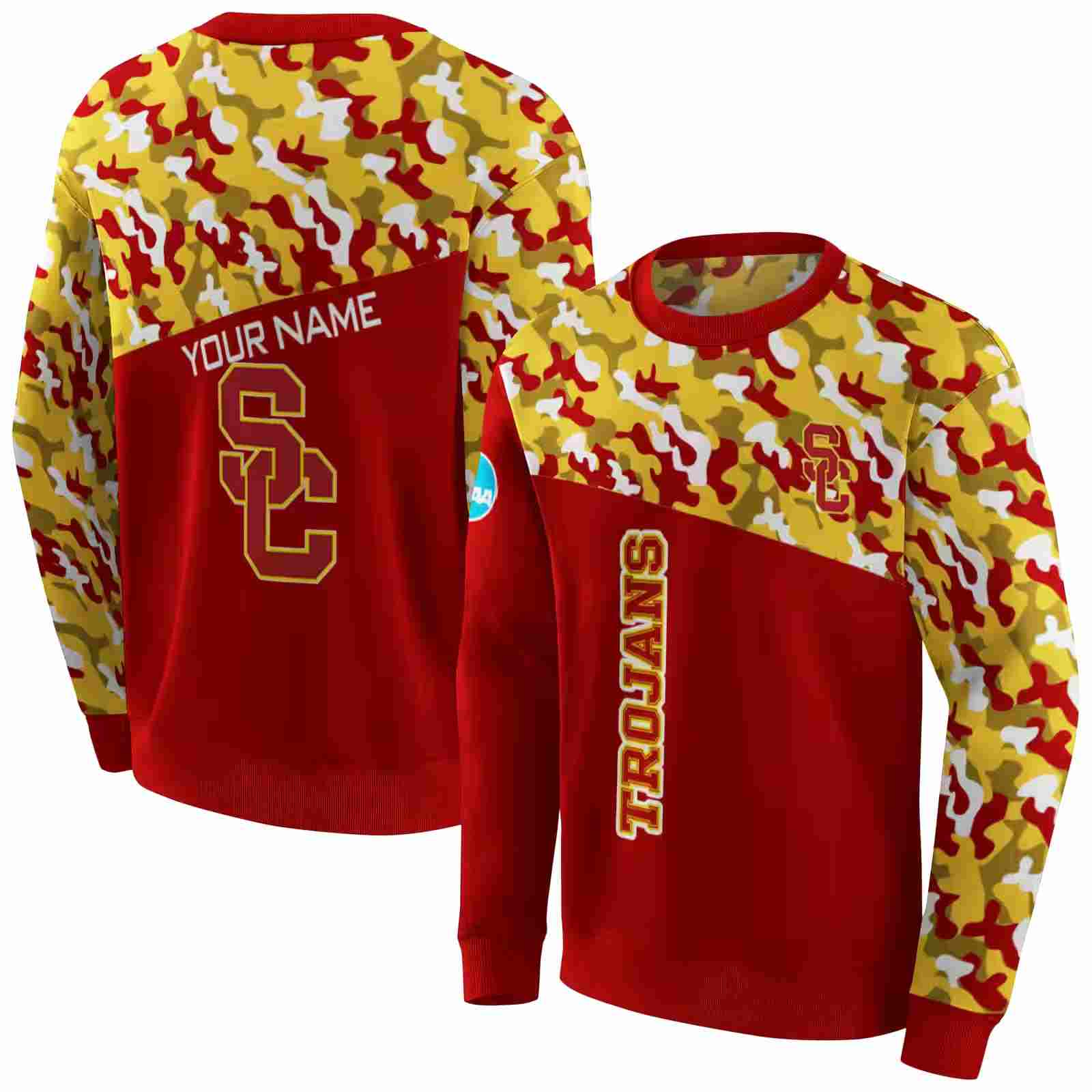 personalized usc trojans camo pattern red hoodie premium grade