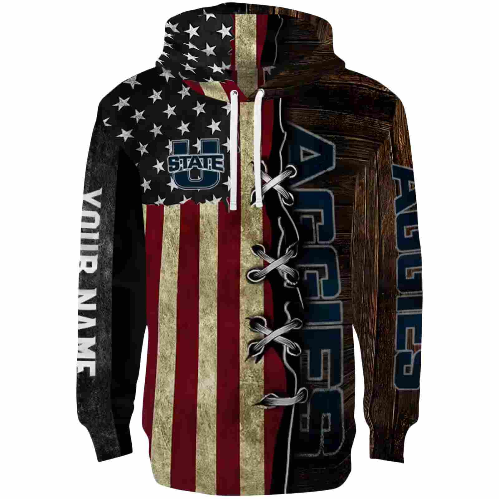 Personalized Utah State Aggies American Pride Hoodie