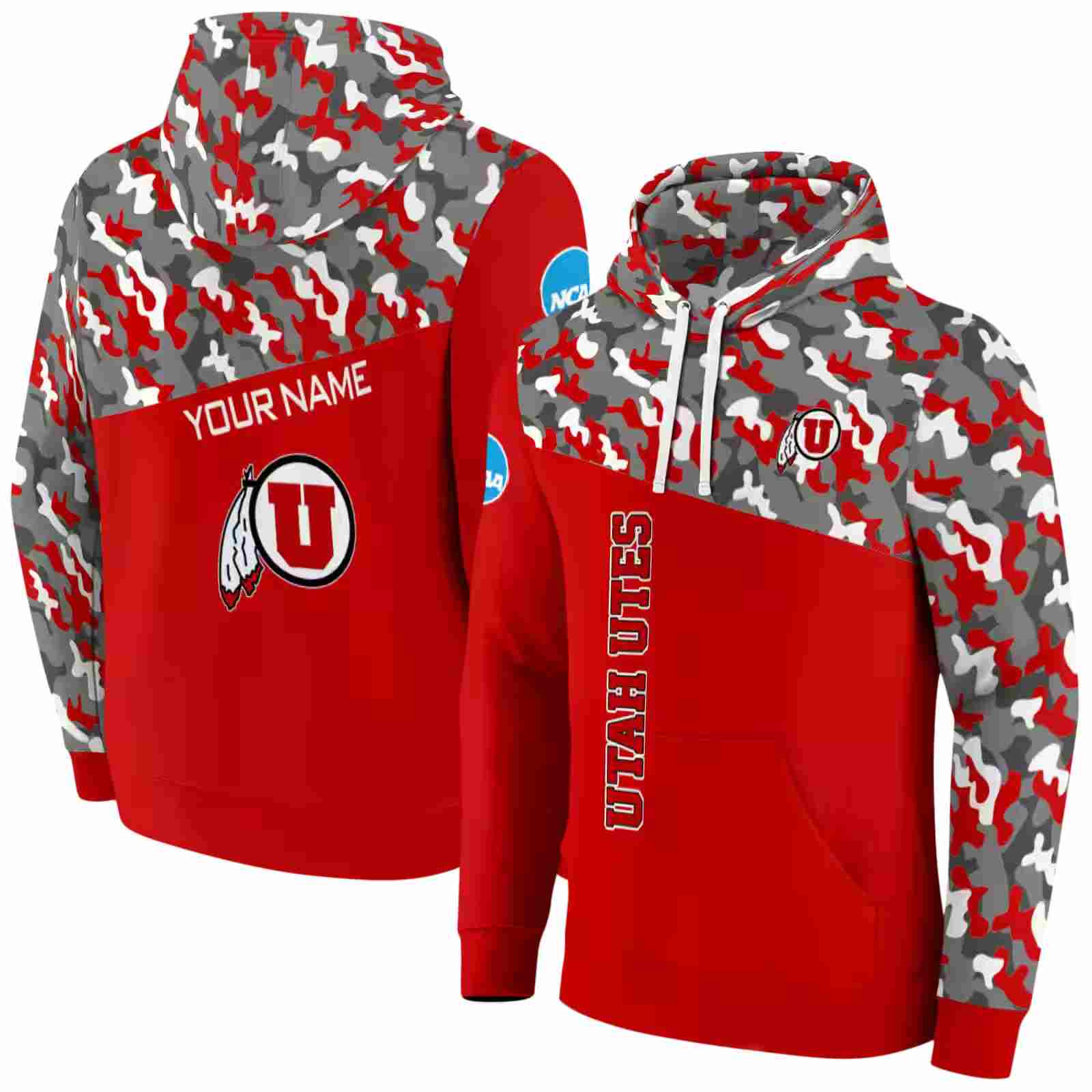 personalized utah utes camo pattern red hoodie fashion forward