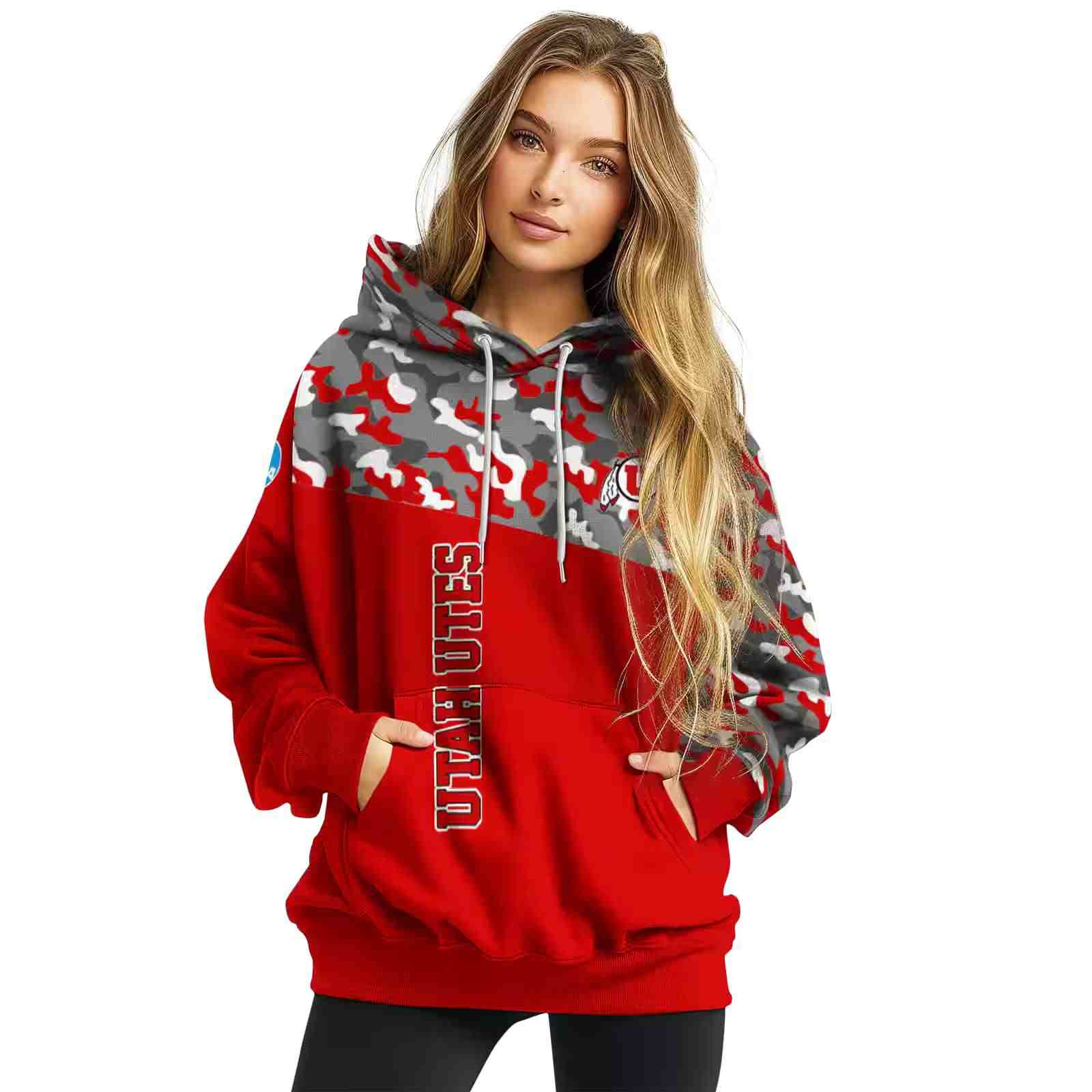 personalized utah utes camo pattern red hoodie high quality