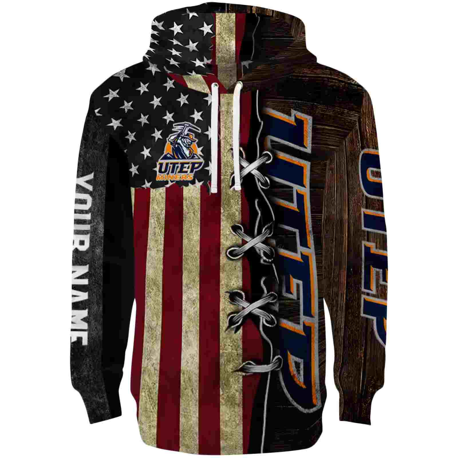 Personalized UTEP Miners American Pride Hoodie