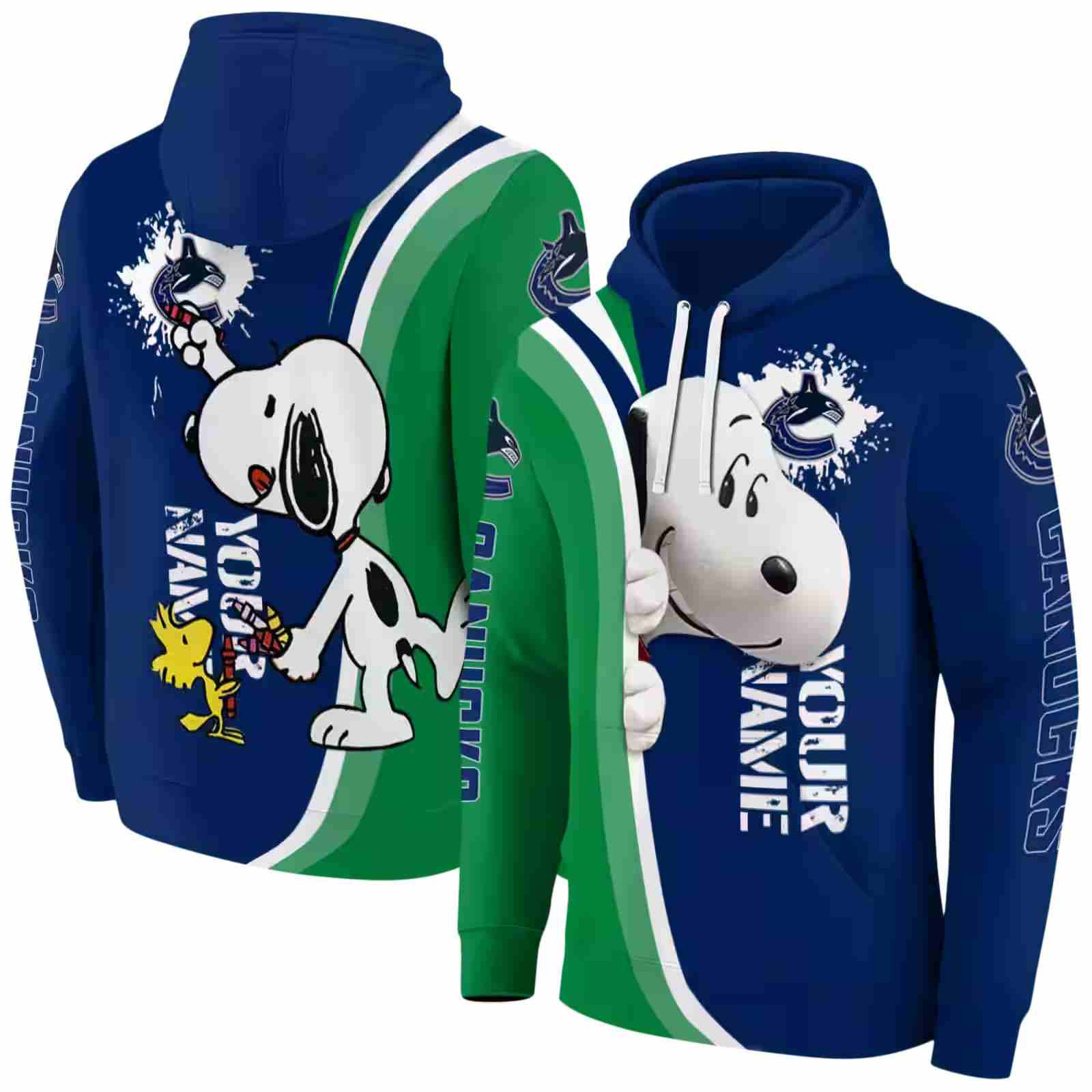 personalized vancouver canucks peeking snoopy blue hoodie fashion forward