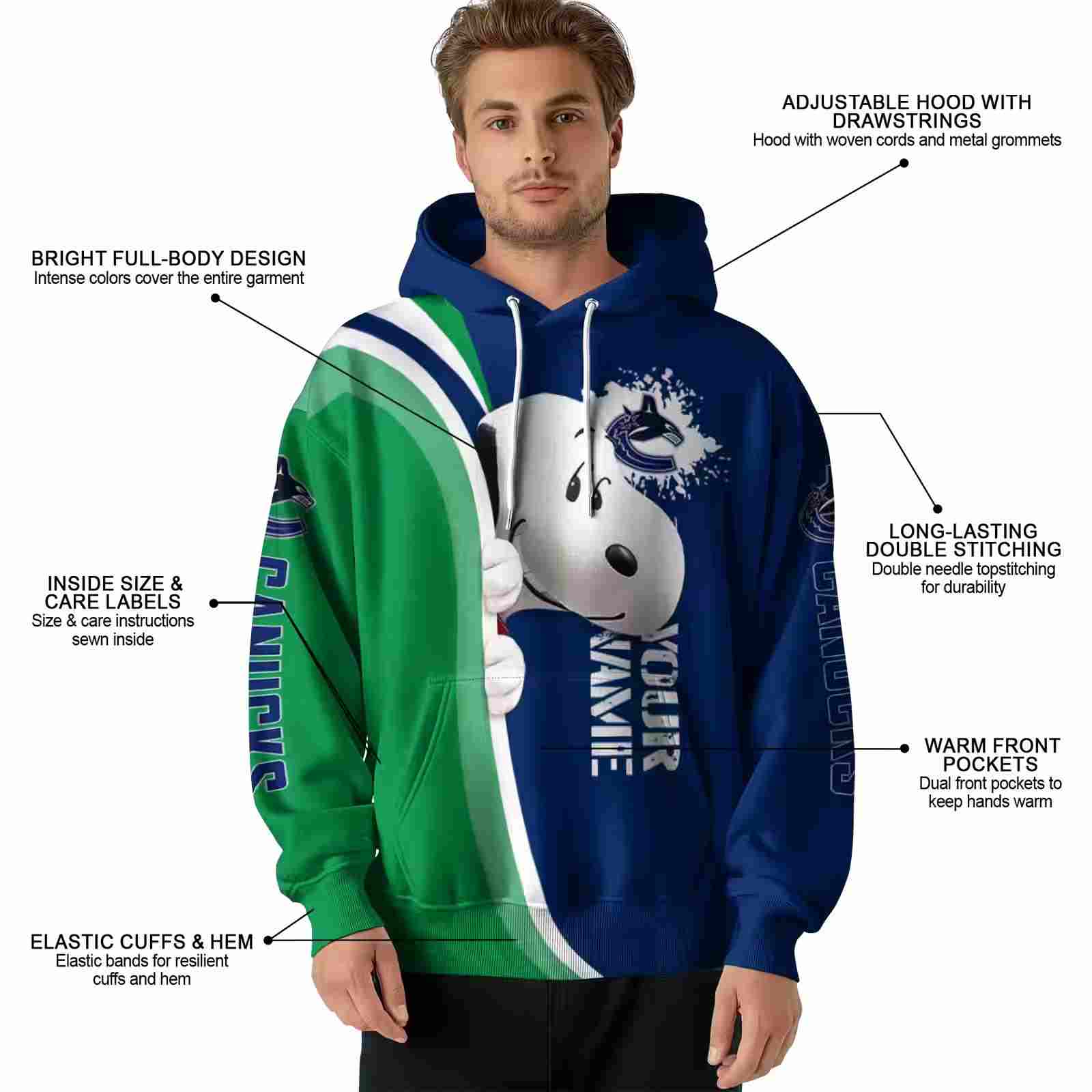 personalized vancouver canucks peeking snoopy blue hoodie latest model