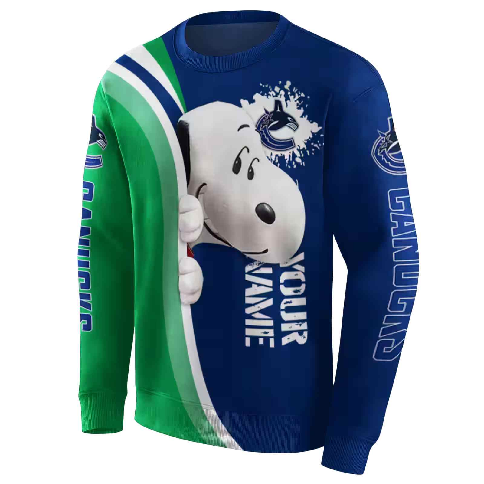 personalized vancouver canucks peeking snoopy blue hoodie new arrival