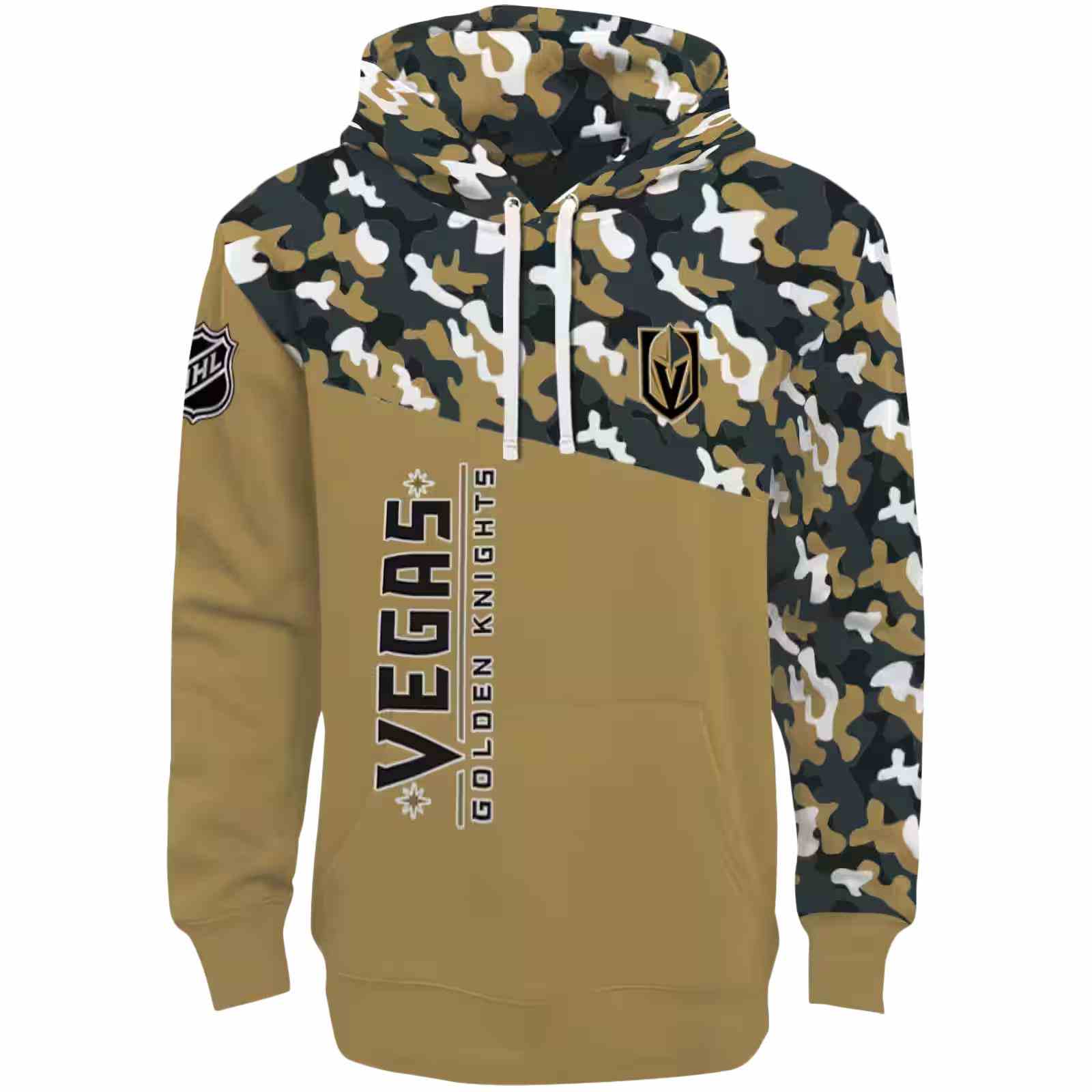 Personalized Vegas Golden Knights Camo Pattern Tan Hoodie