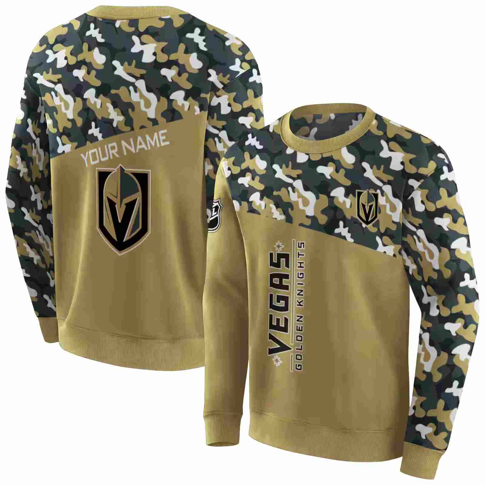 personalized vegas golden knights camo pattern tan hoodie premium grade