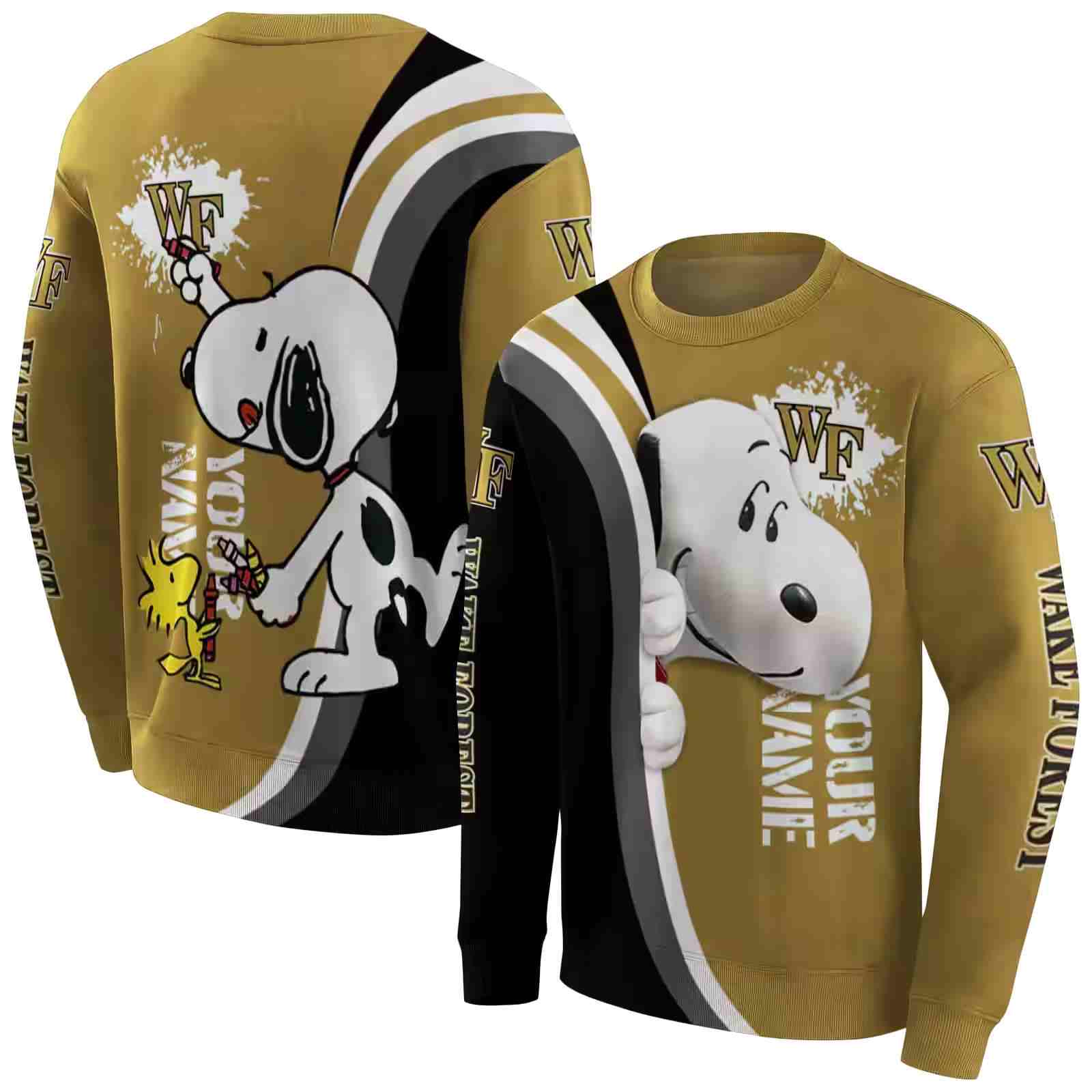 personalized wake forest demon deacons peeking snoopy gold hoodie premium grade