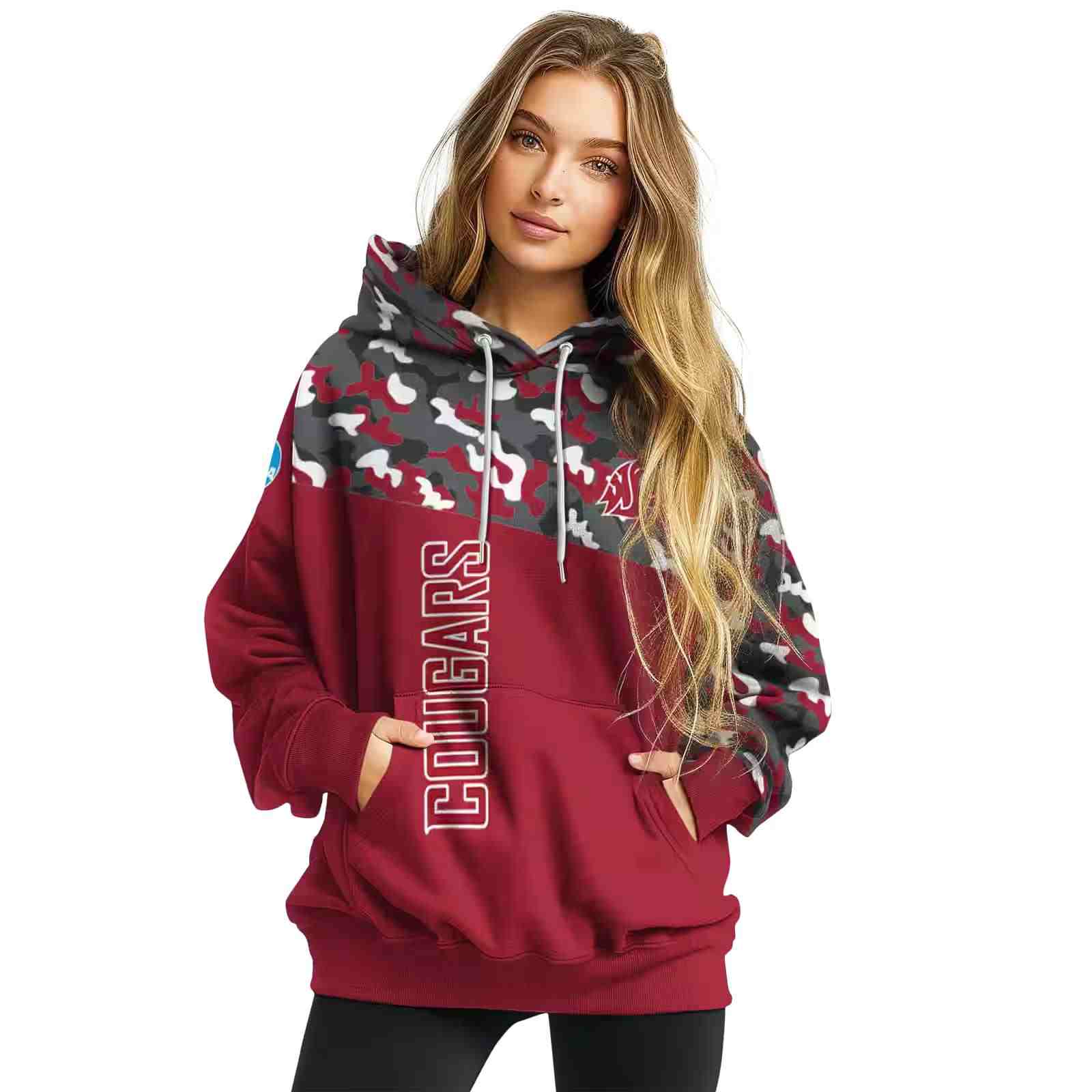 personalized washington state cougars camo pattern crimson hoodie high quality