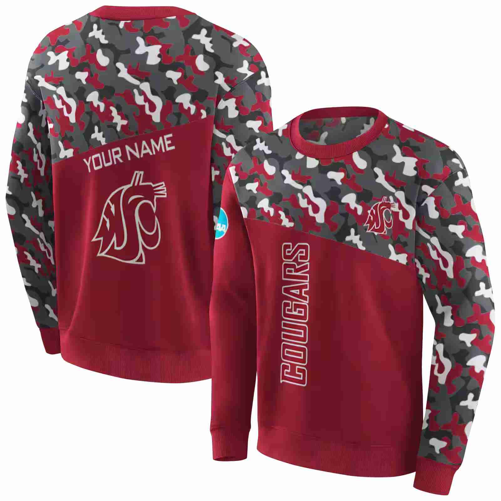 personalized washington state cougars camo pattern crimson hoodie premium grade