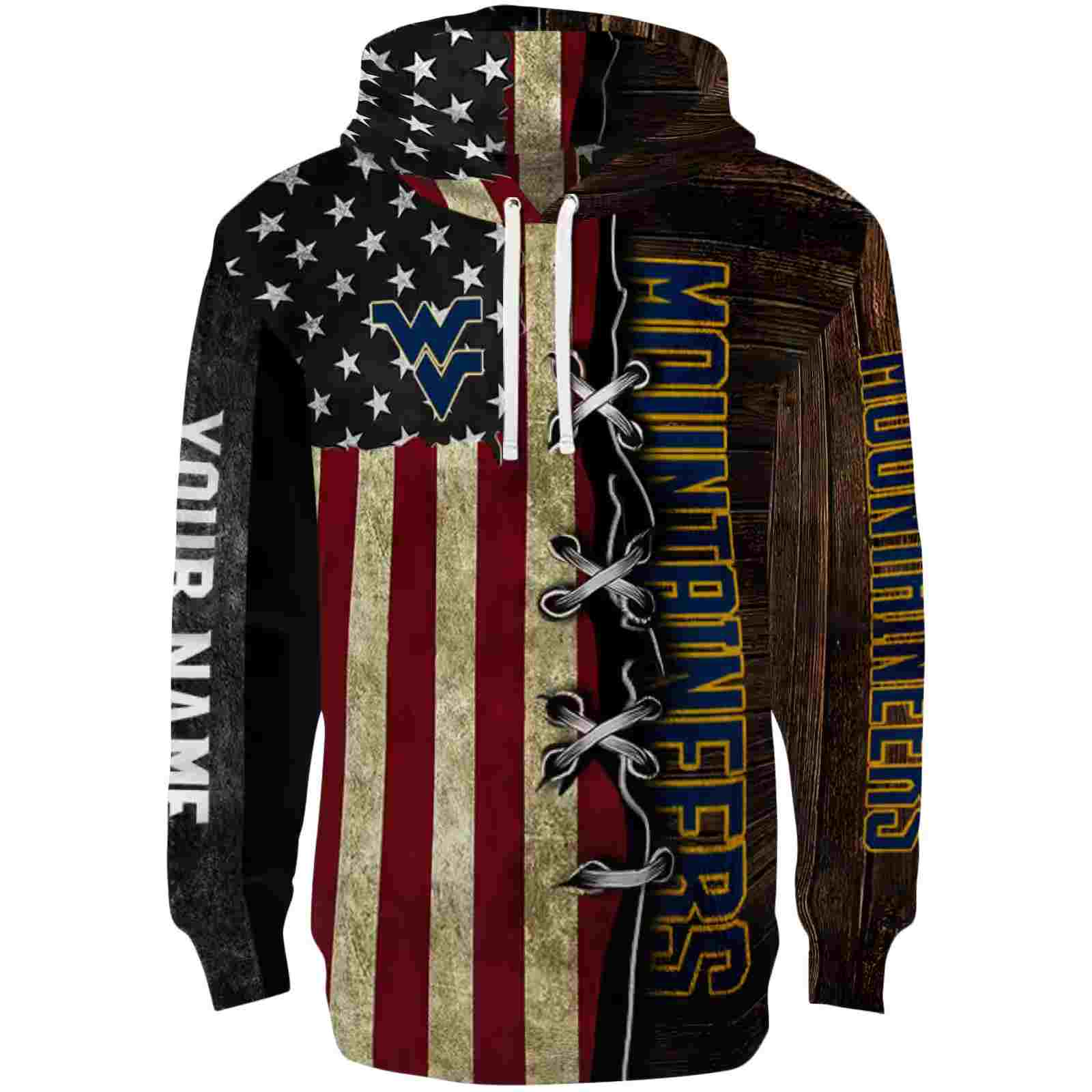 Personalized West Virginia Mountaineers American Pride Hoodie