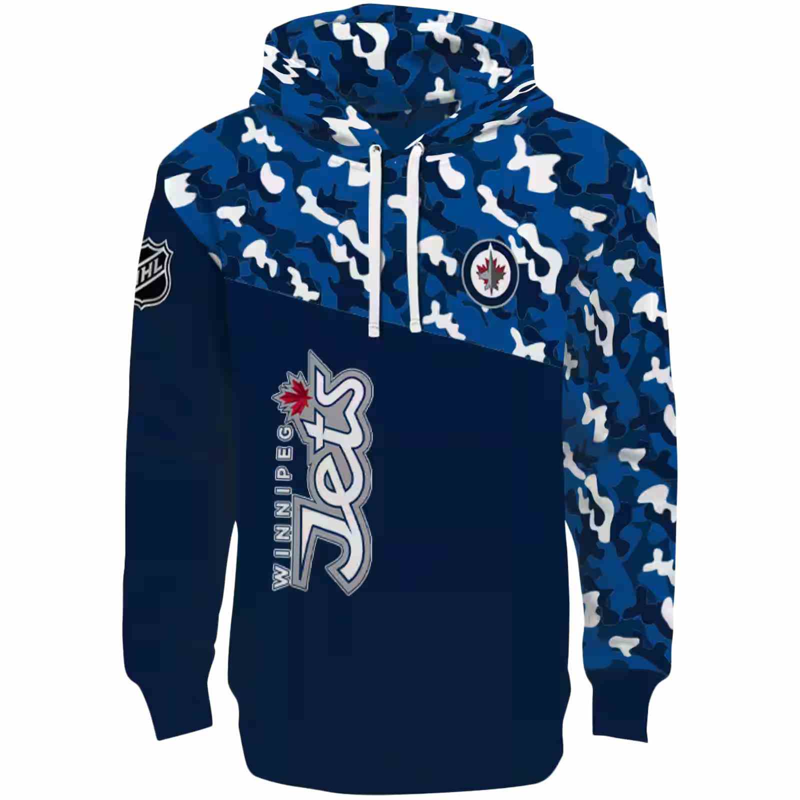 Personalized Winnipeg Jets Camo Pattern Blue Hoodie