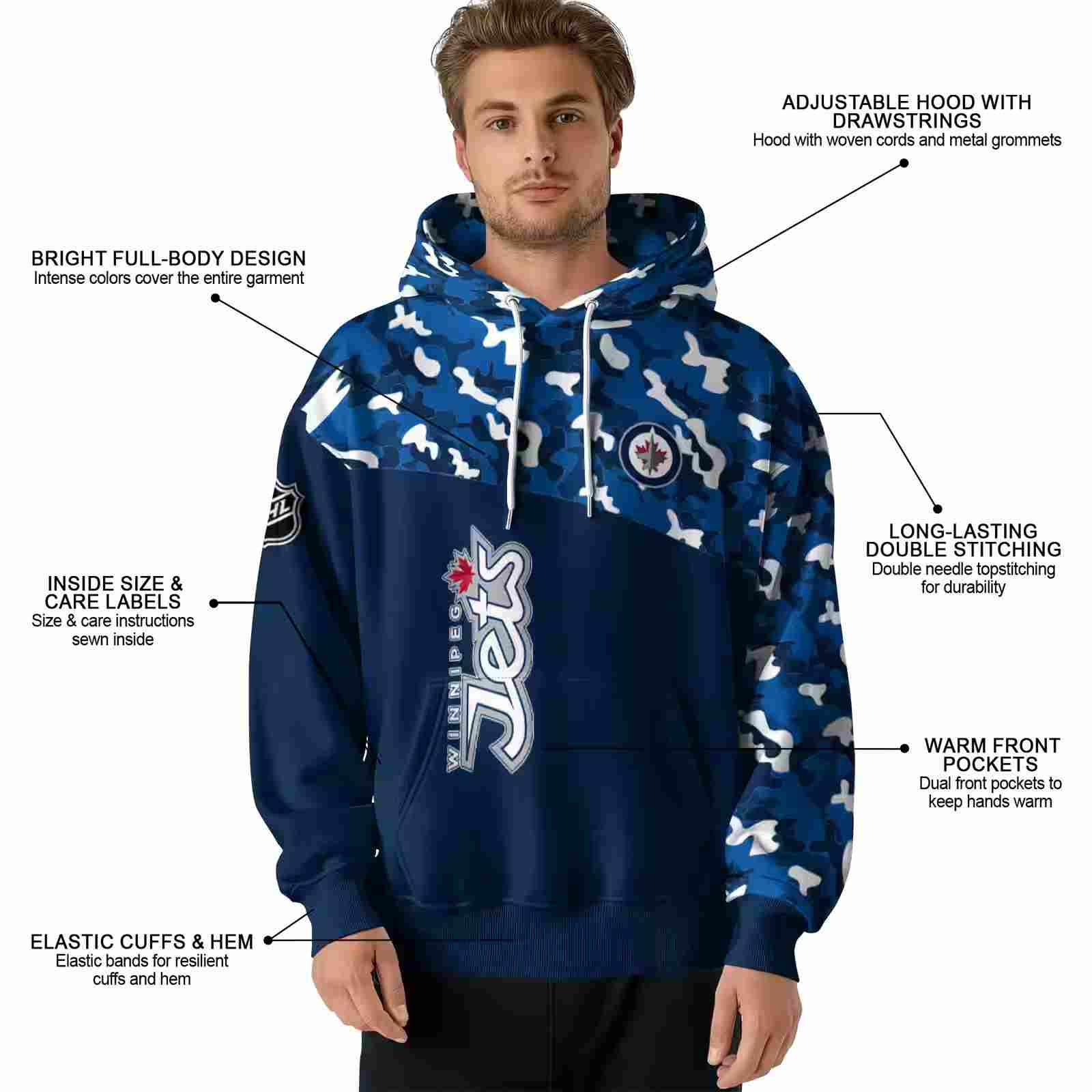 personalized winnipeg jets camo pattern blue hoodie latest model